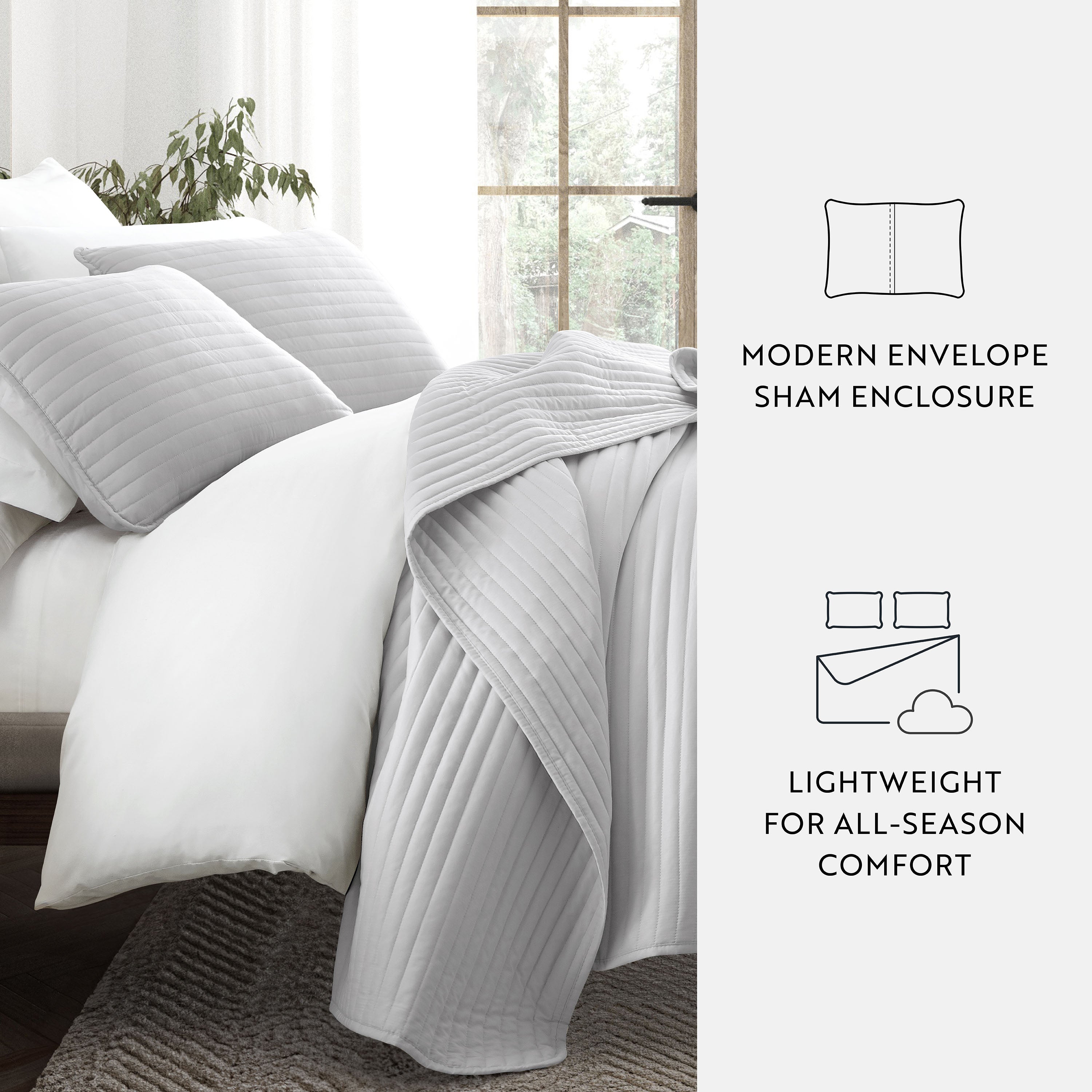 Lightweight Stripe Stitch Quilted Coverlet Set
