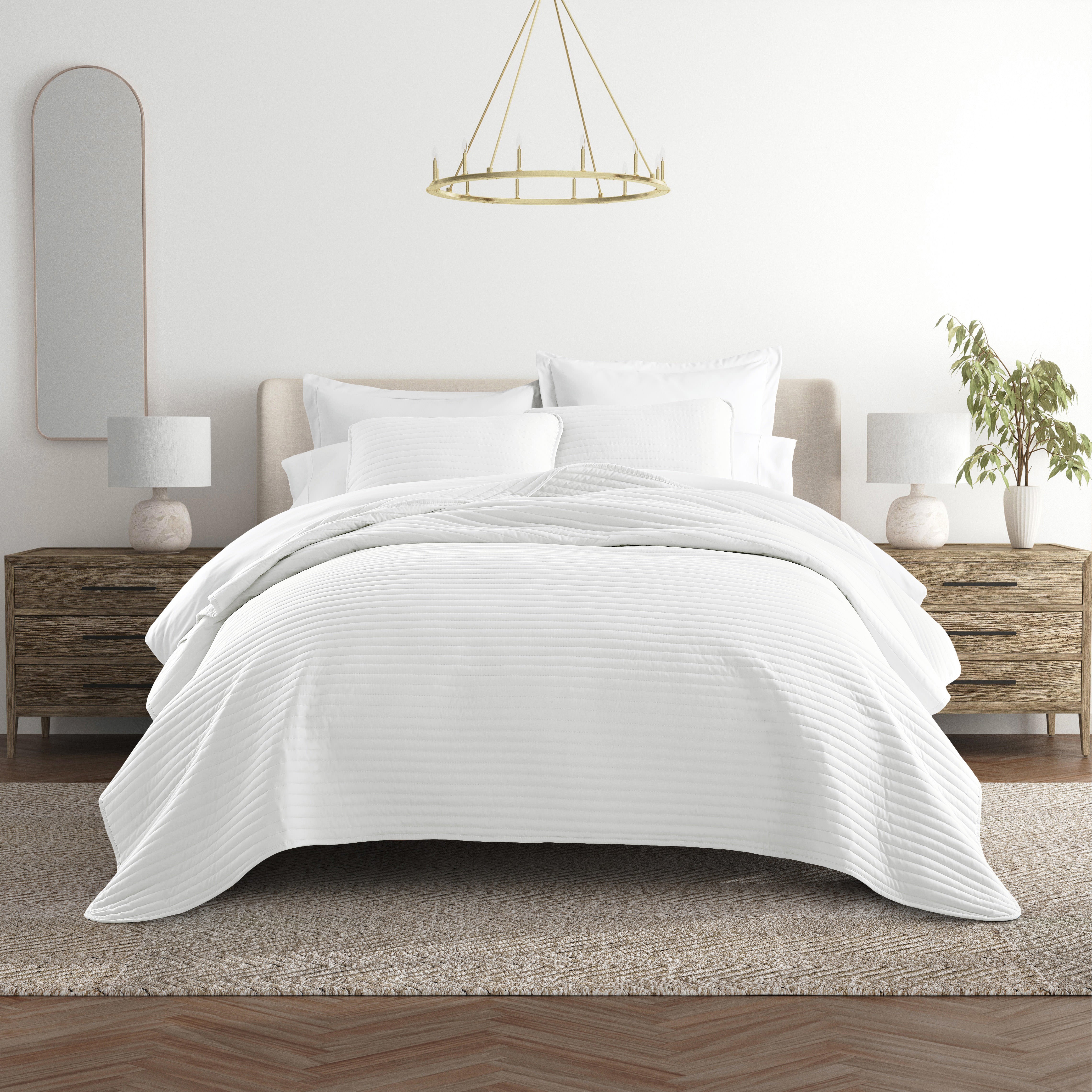 Lightweight Stripe Stitch Quilted Coverlet Set