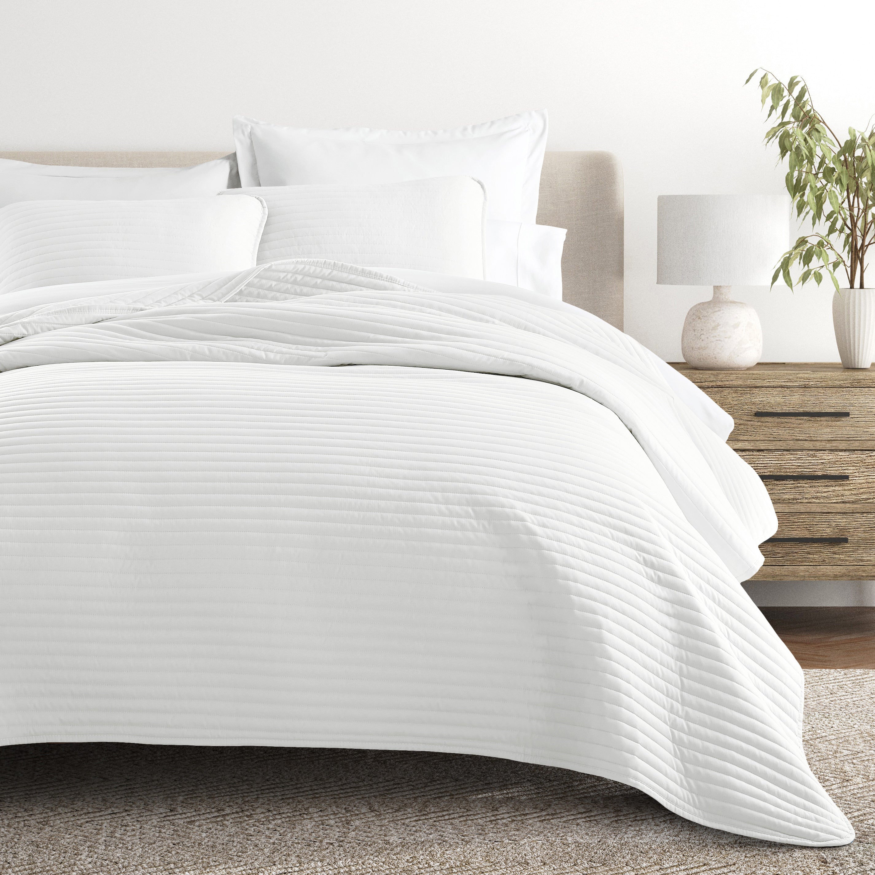 Lightweight Stripe Stitch Quilted Coverlet Set