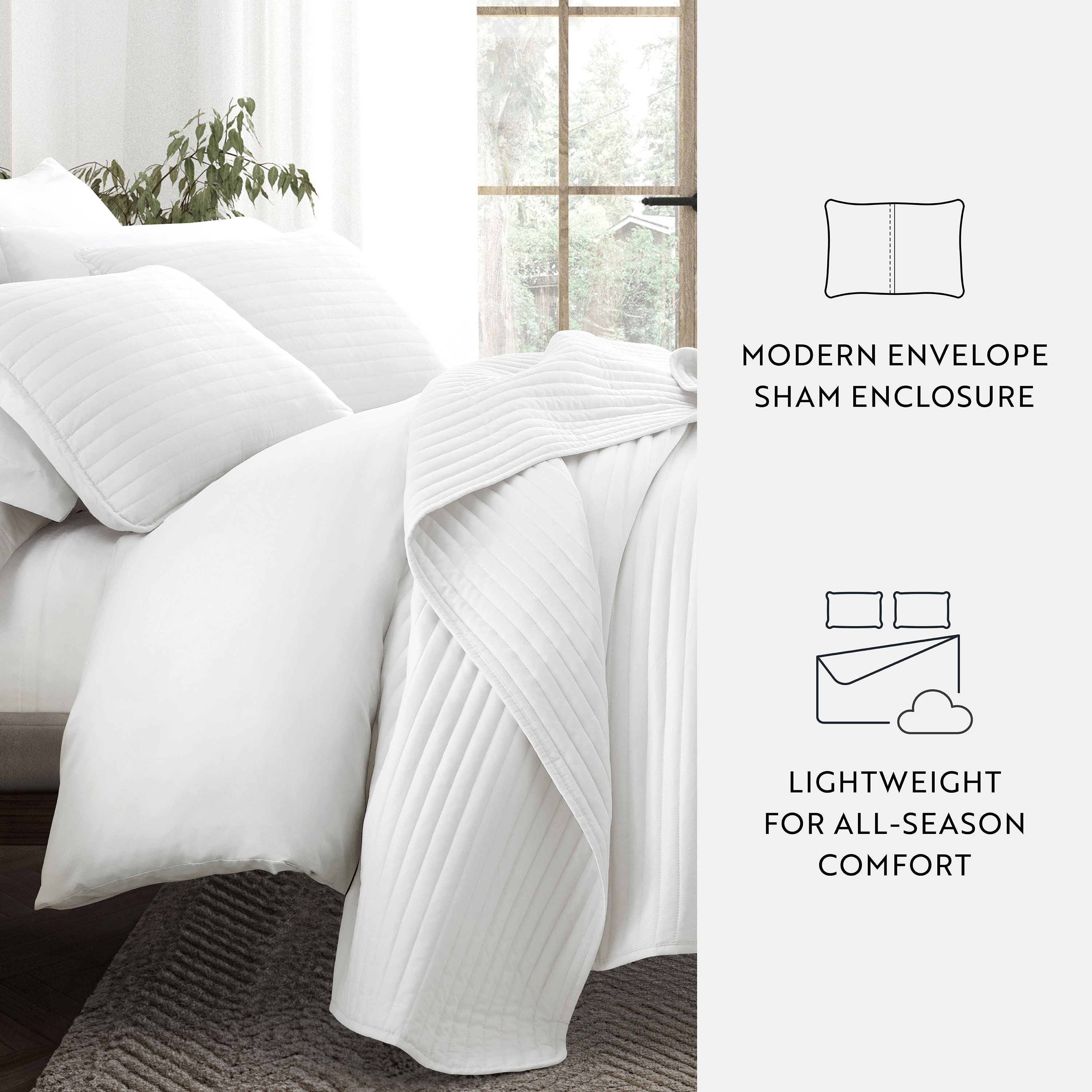 Lightweight Stripe Stitch Quilted Coverlet Set