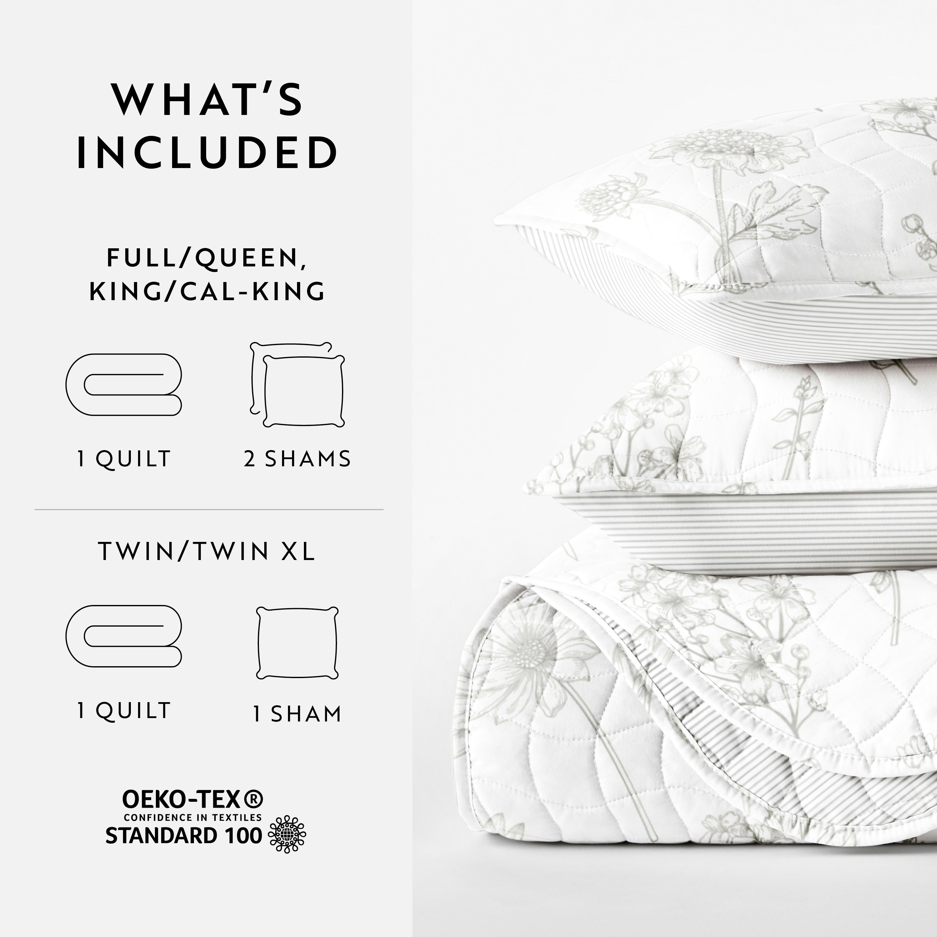 Blooming Daisy Patterned Quilted Coverlet Set