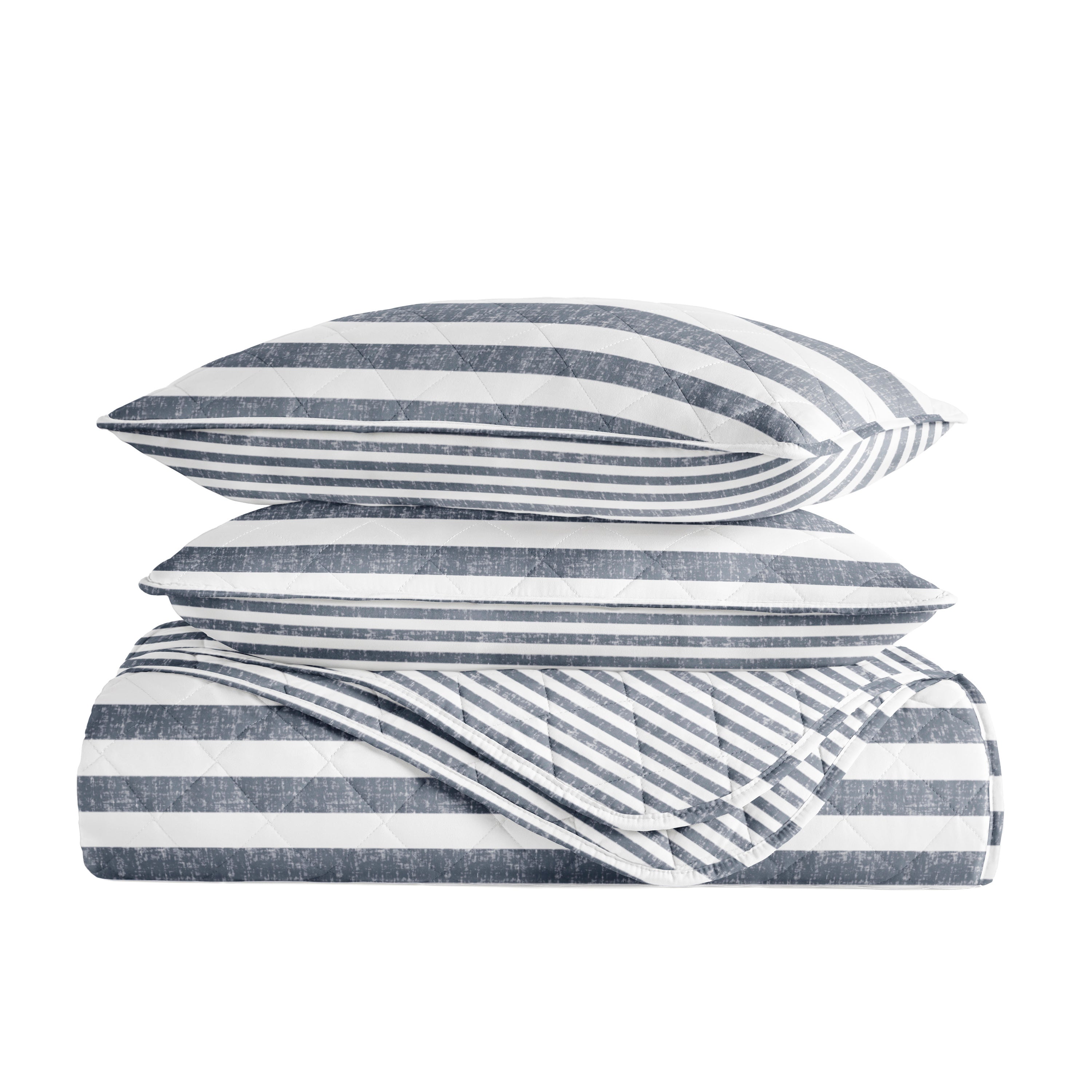 Classic Stripe Patterned Quilted Coverlet Set