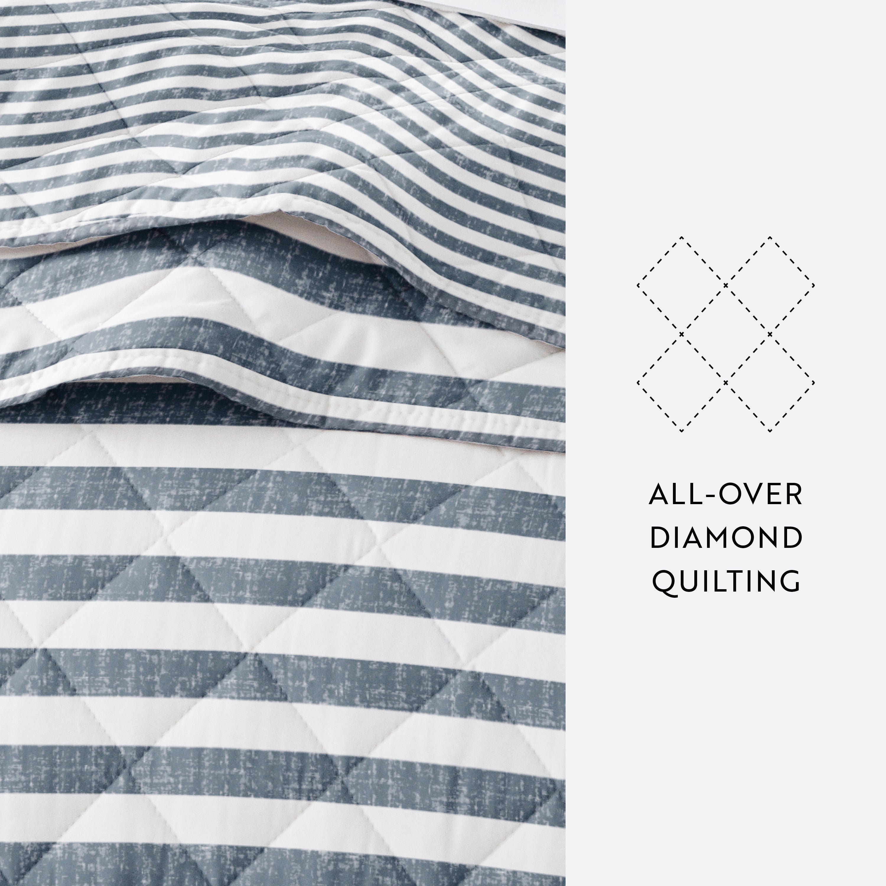 Classic Stripe Patterned Quilted Coverlet Set