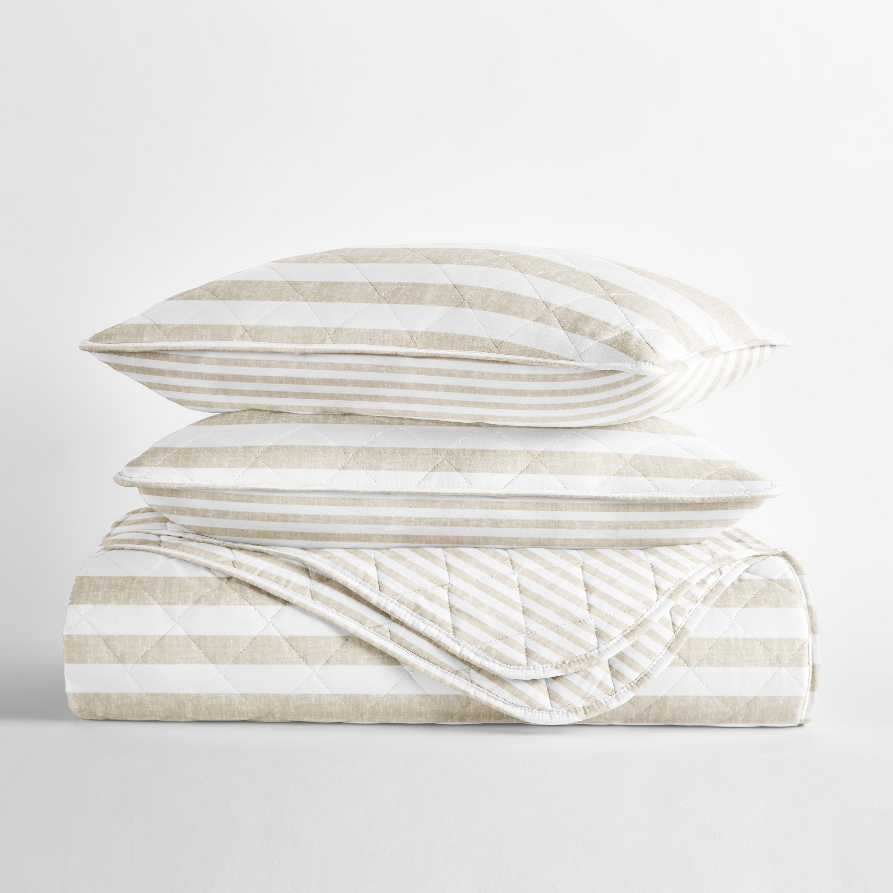 Classic Stripe Patterned Quilted Coverlet Set