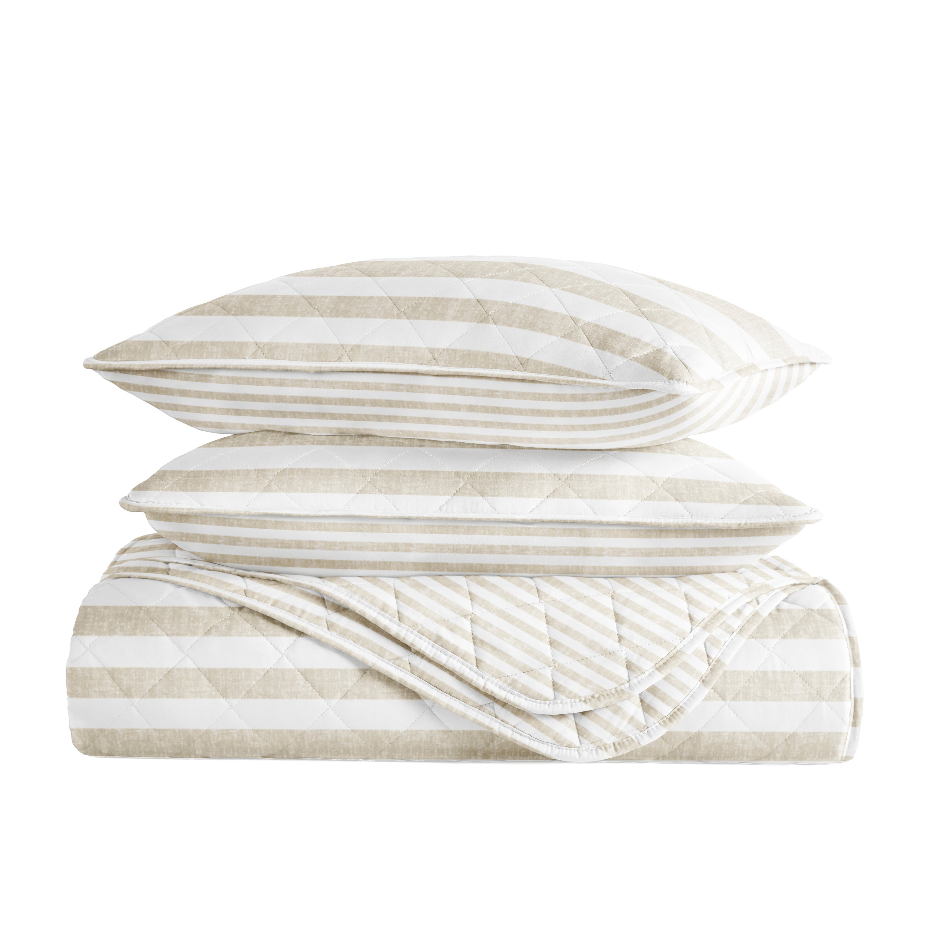 Classic Stripe Patterned Quilted Coverlet Set