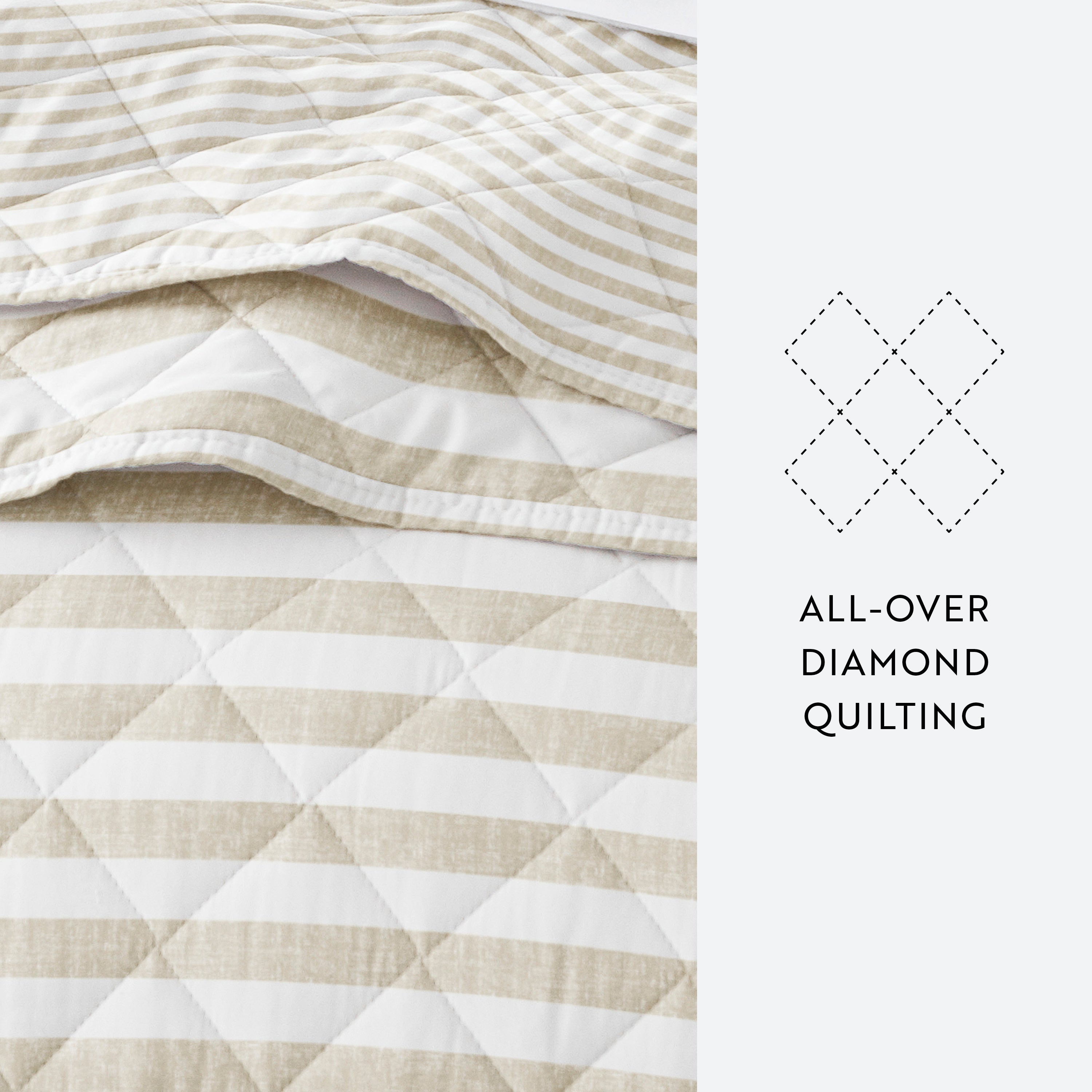 Classic Stripe Patterned Quilted Coverlet Set