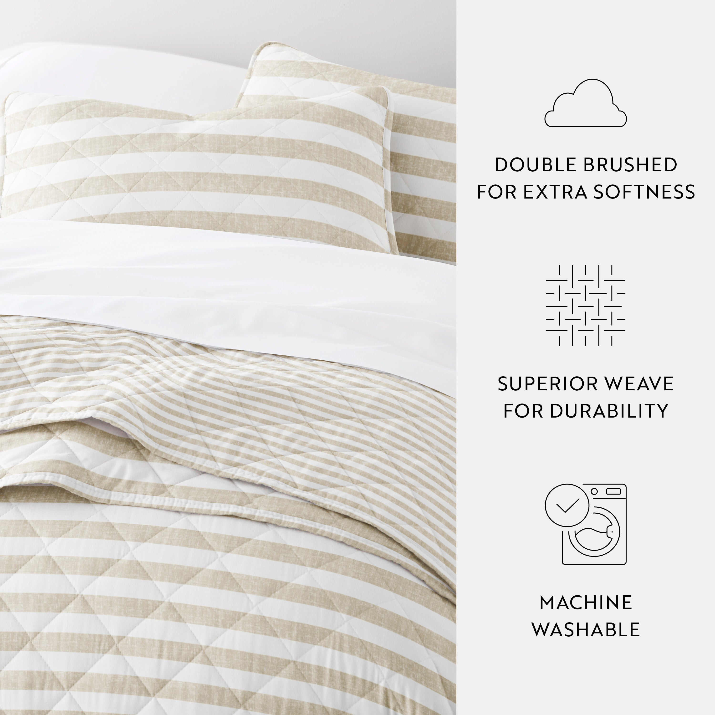 Classic Stripe Patterned Quilted Coverlet Set