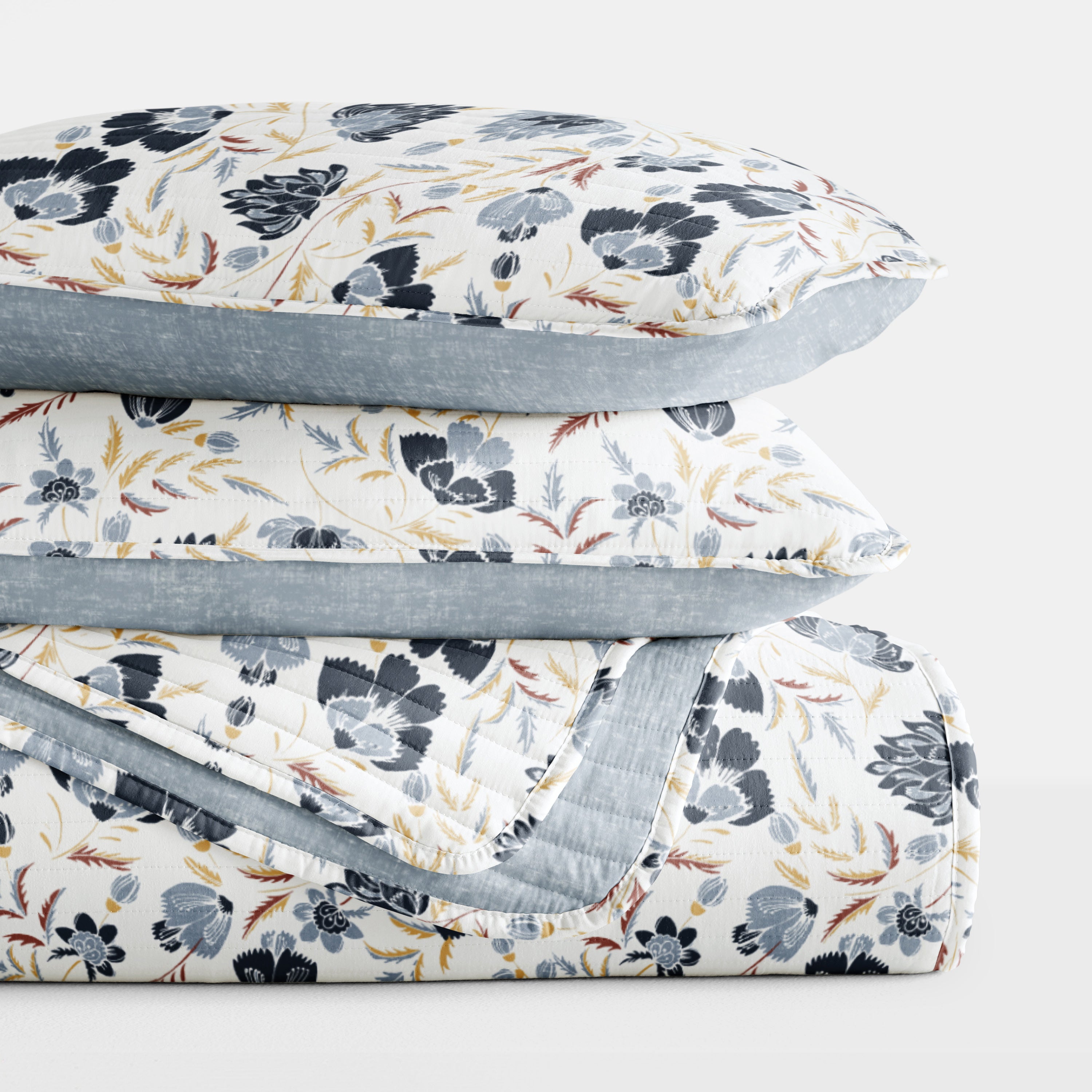 French Jacobean Patterned Quilted Coverlet Set