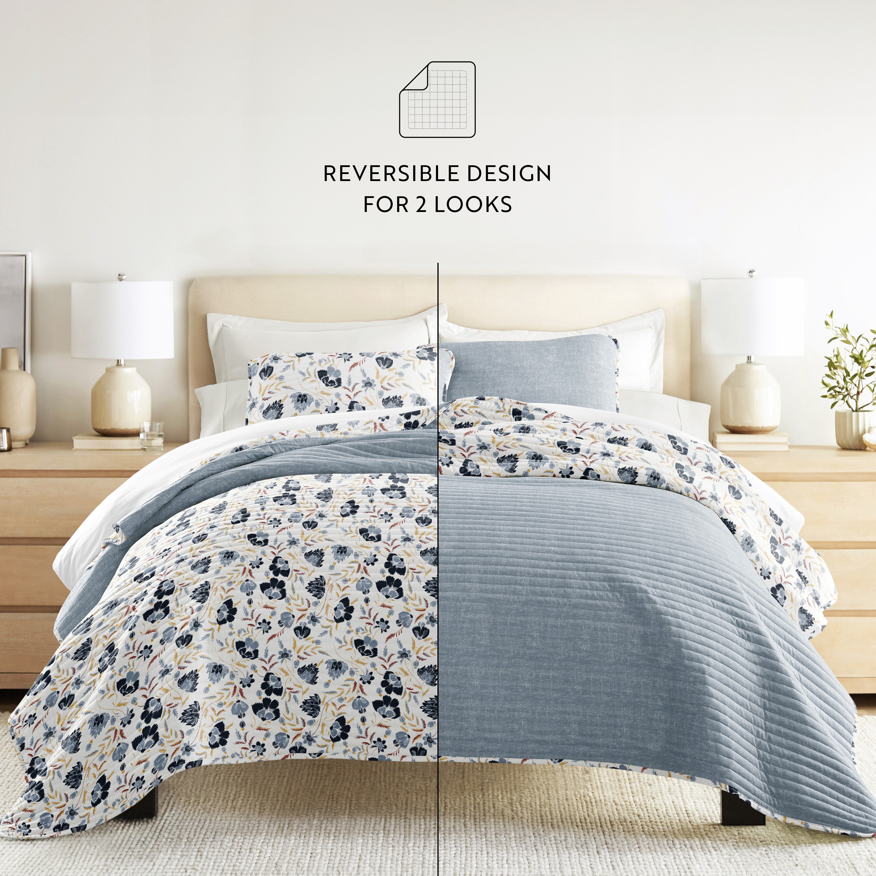 French Jacobean Patterned Quilted Coverlet Set