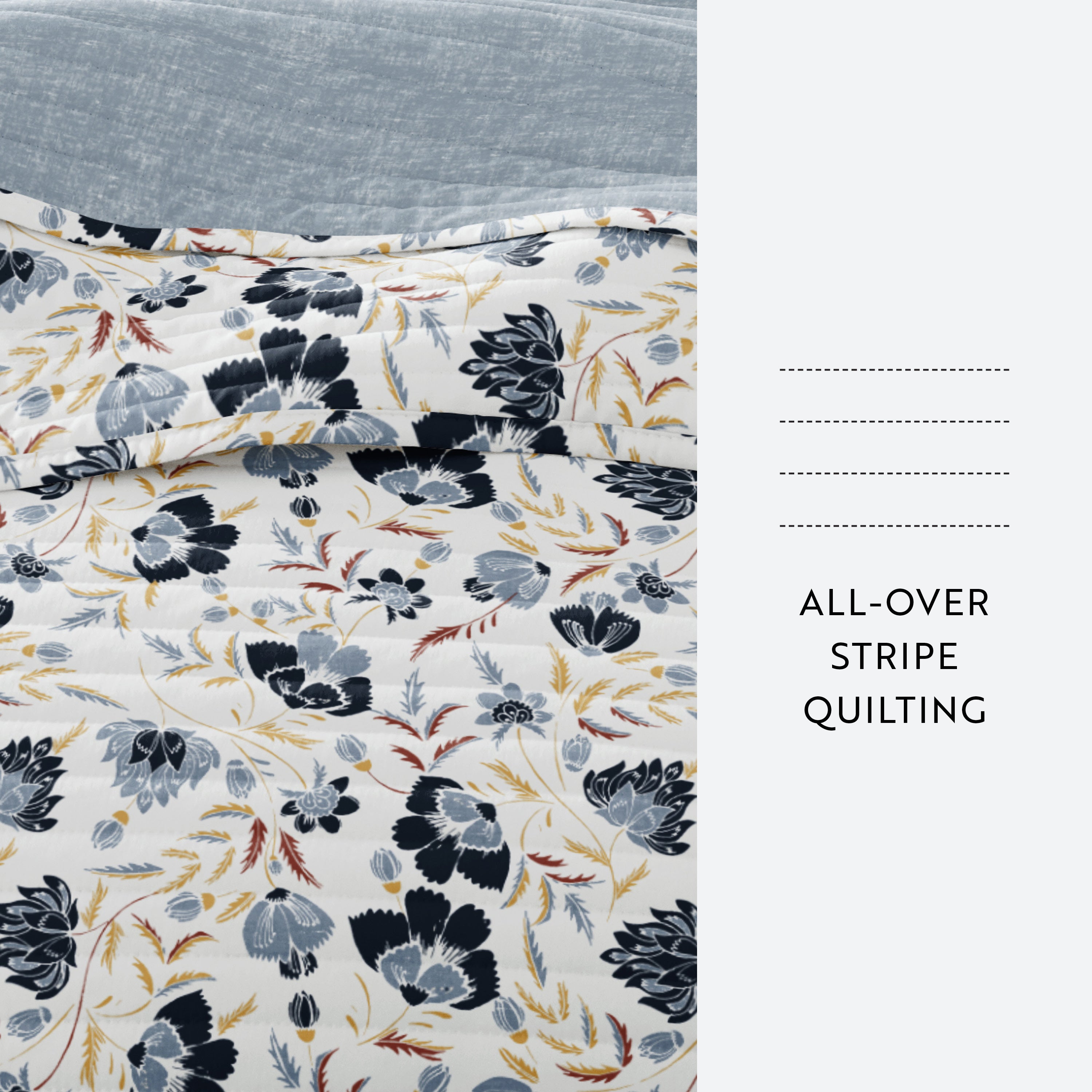 French Jacobean Patterned Quilted Coverlet Set