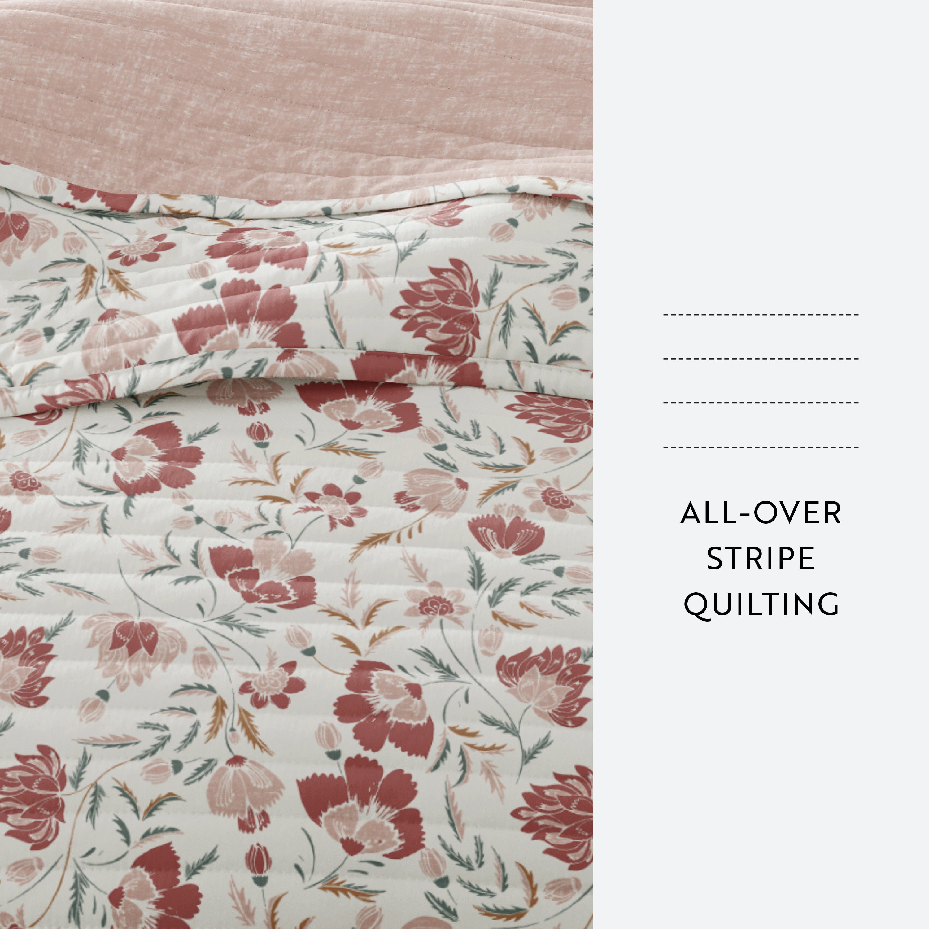 French Jacobean Patterned Quilted Coverlet Set