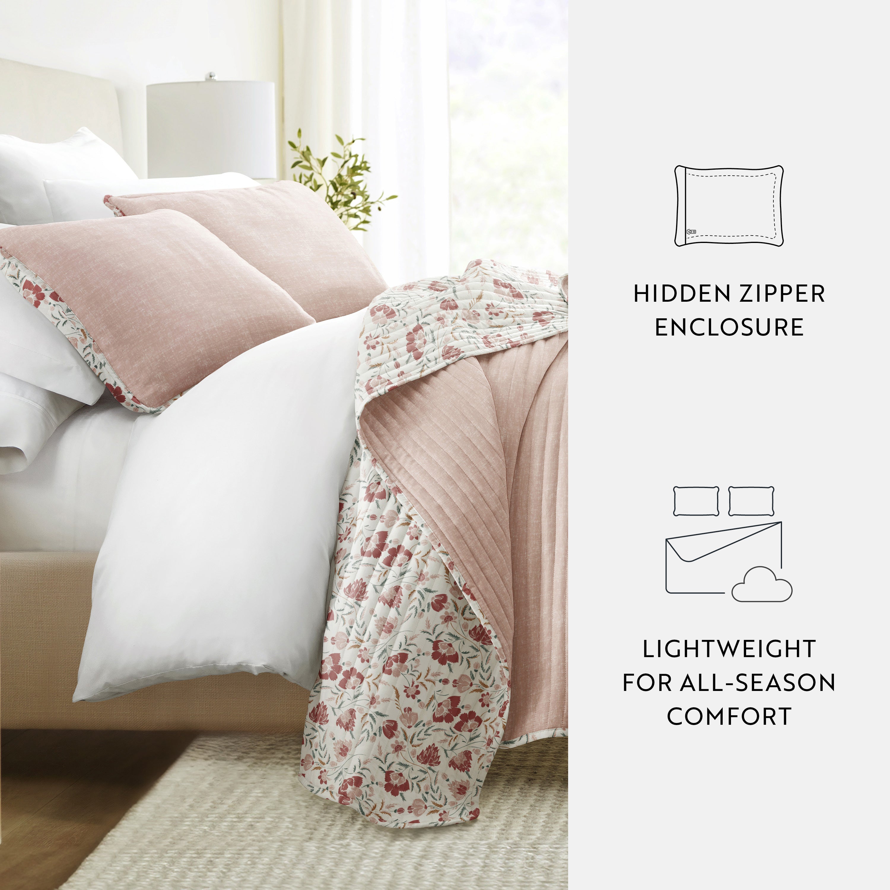 French Jacobean Patterned Quilted Coverlet Set