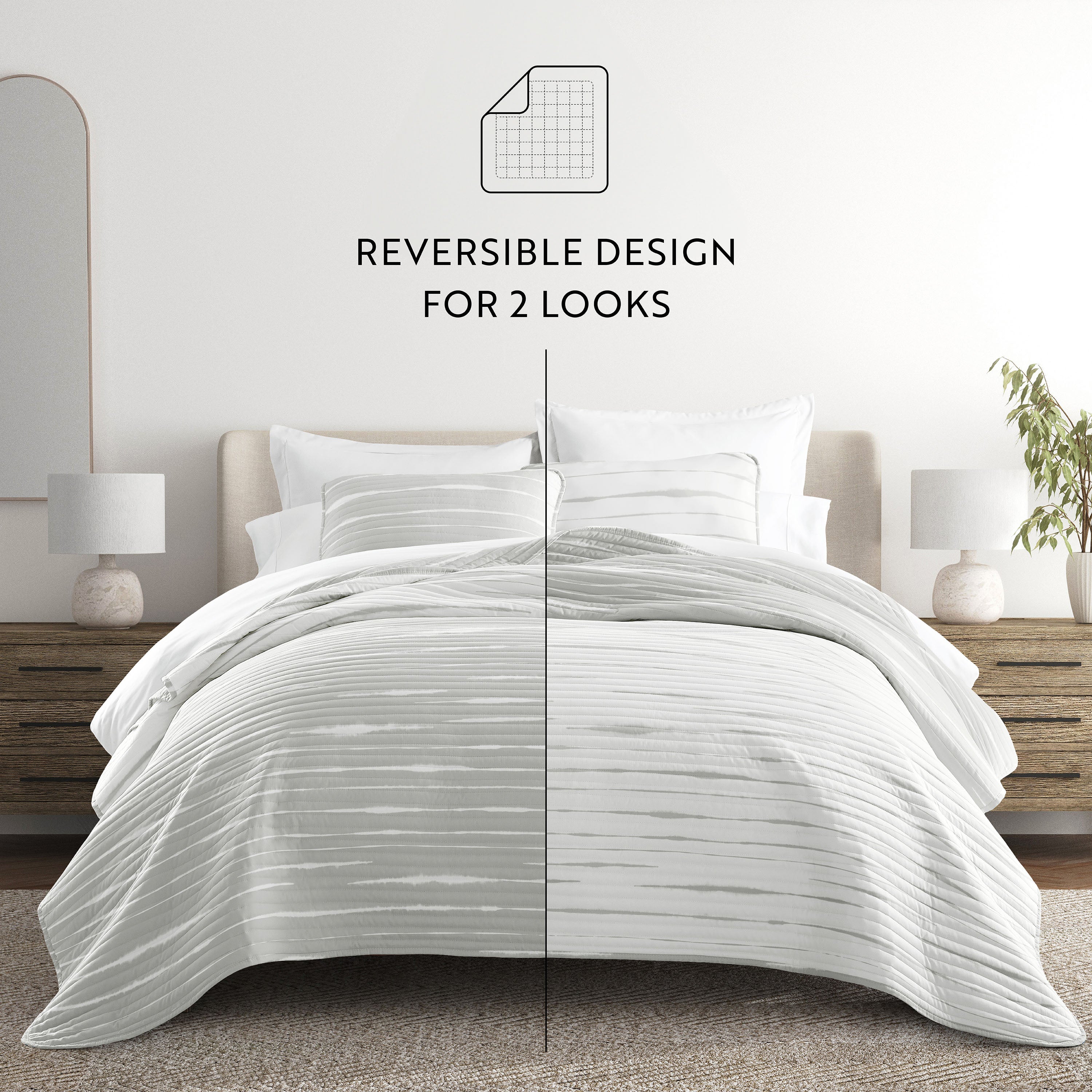 Horizon Patterned Reversible Quilted Coverlet Set