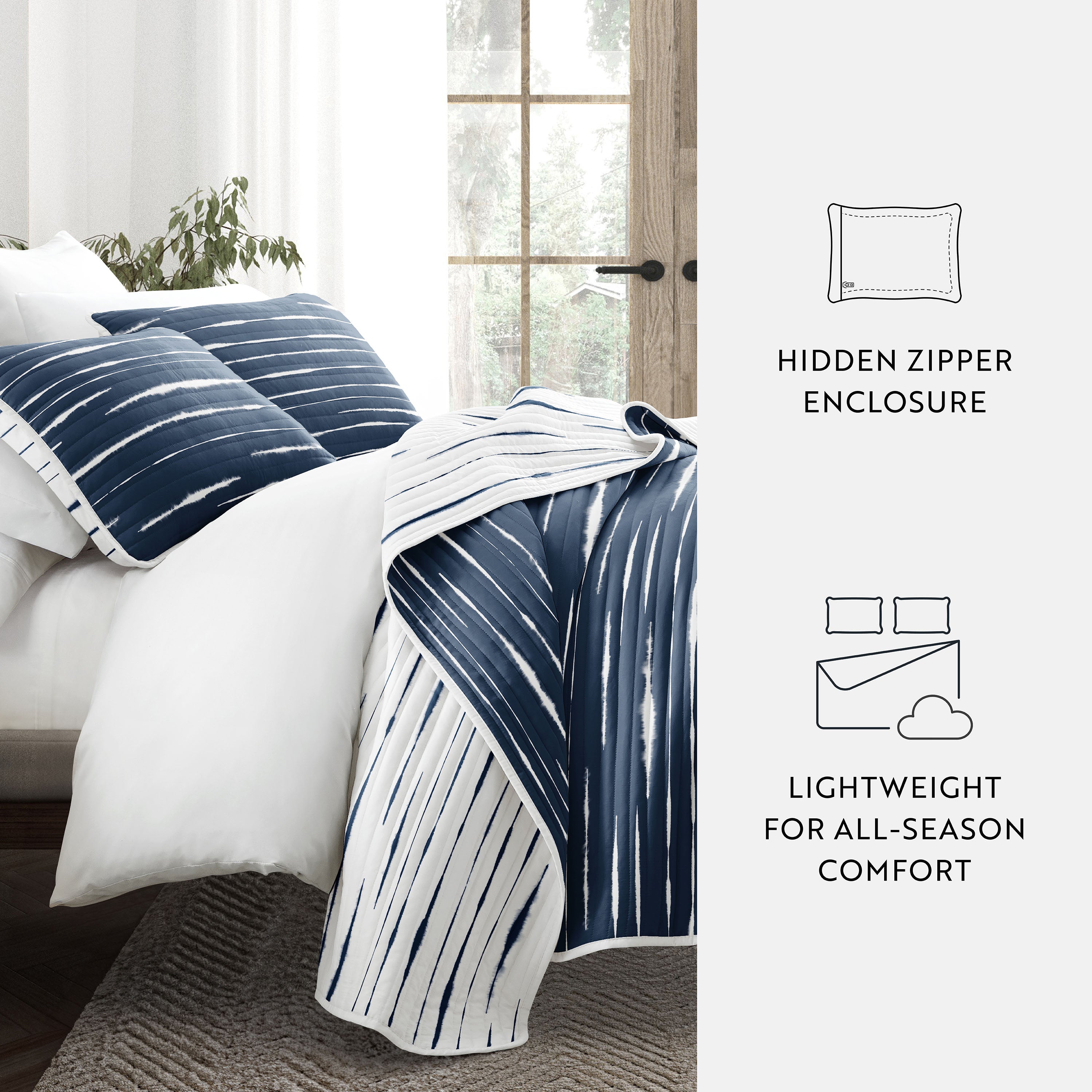 Horizon Patterned Reversible Quilted Coverlet Set