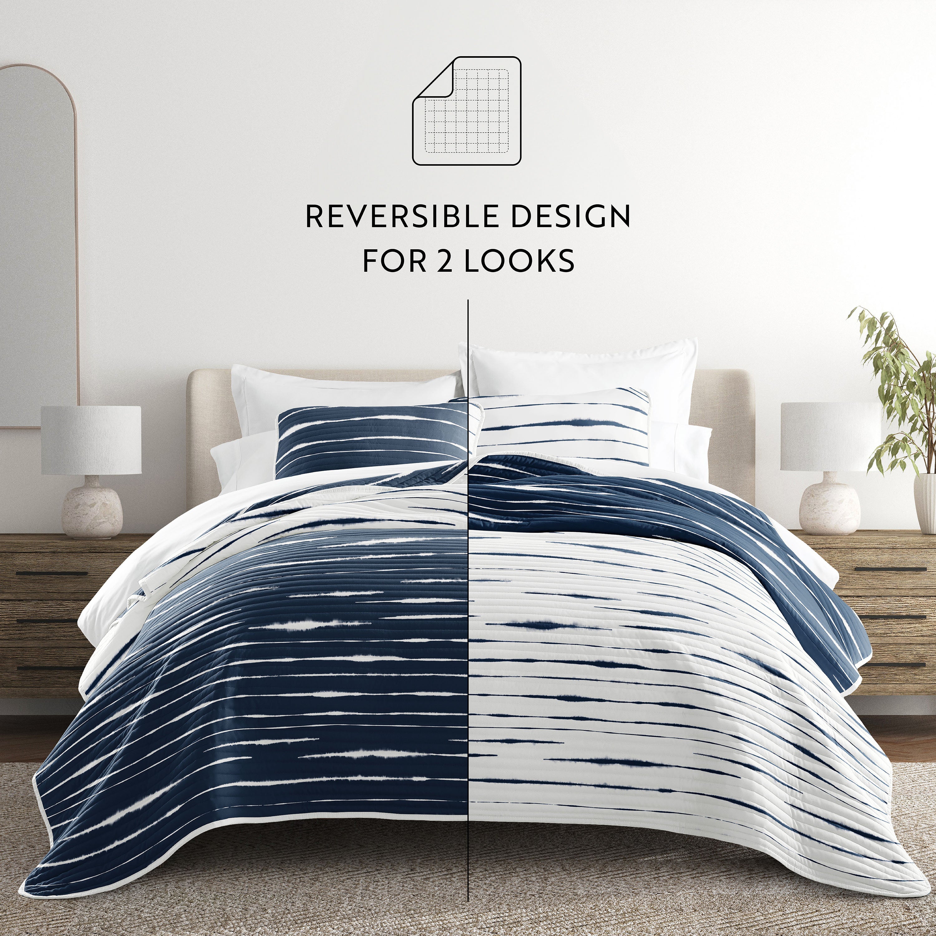 Horizon Patterned Reversible Quilted Coverlet Set