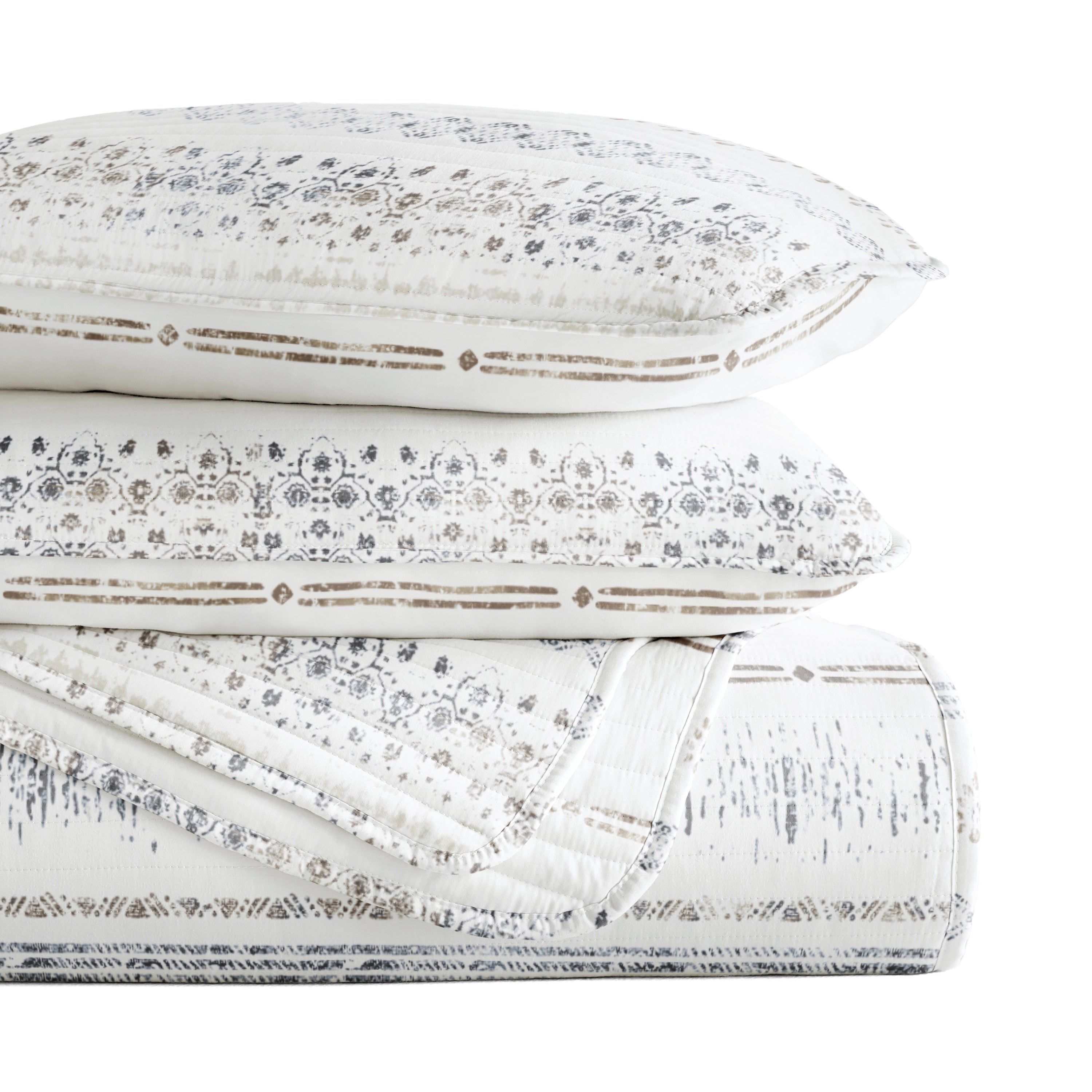 Relic Stripe Patterned Quilted Coverlet Set