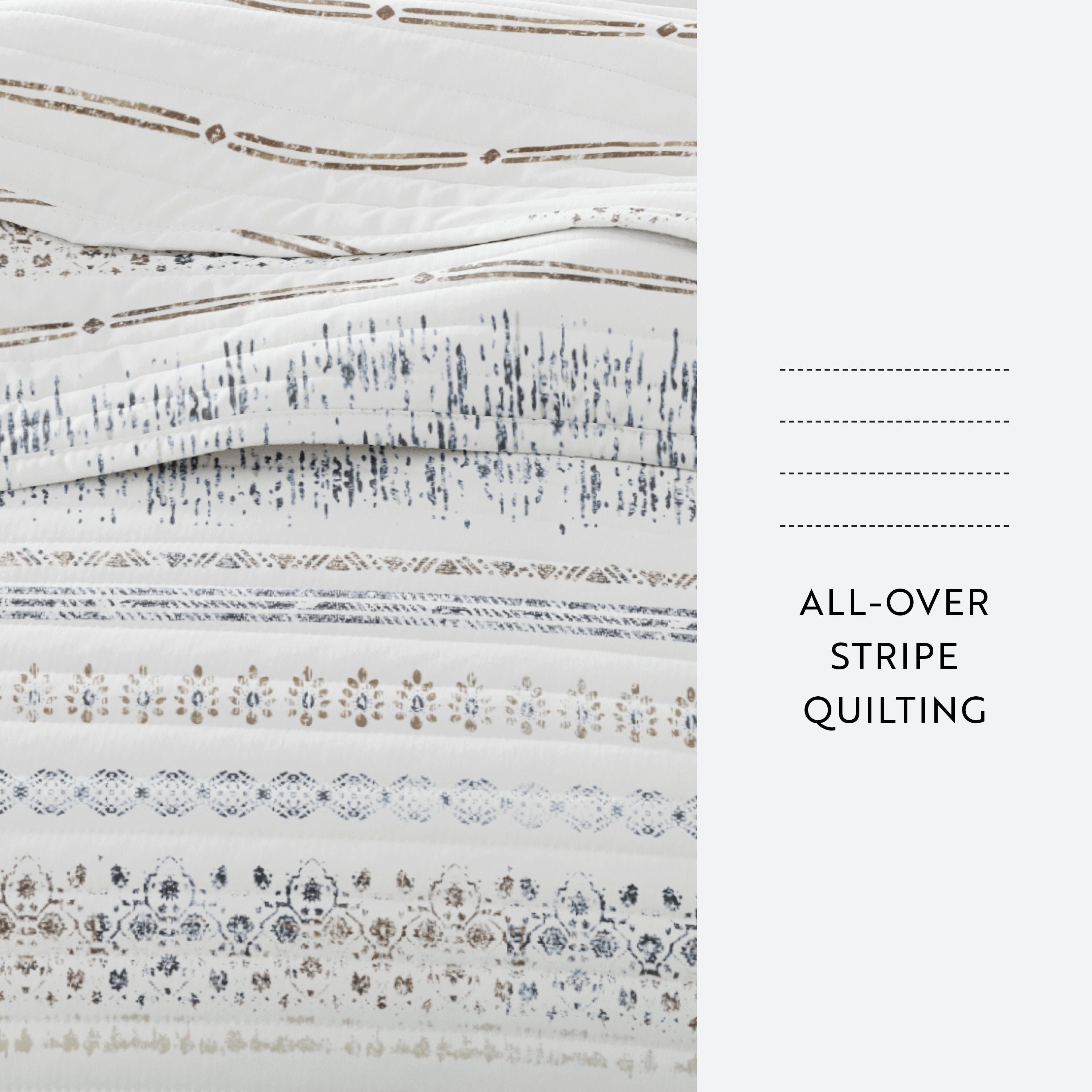 Relic Stripe Patterned Quilted Coverlet Set