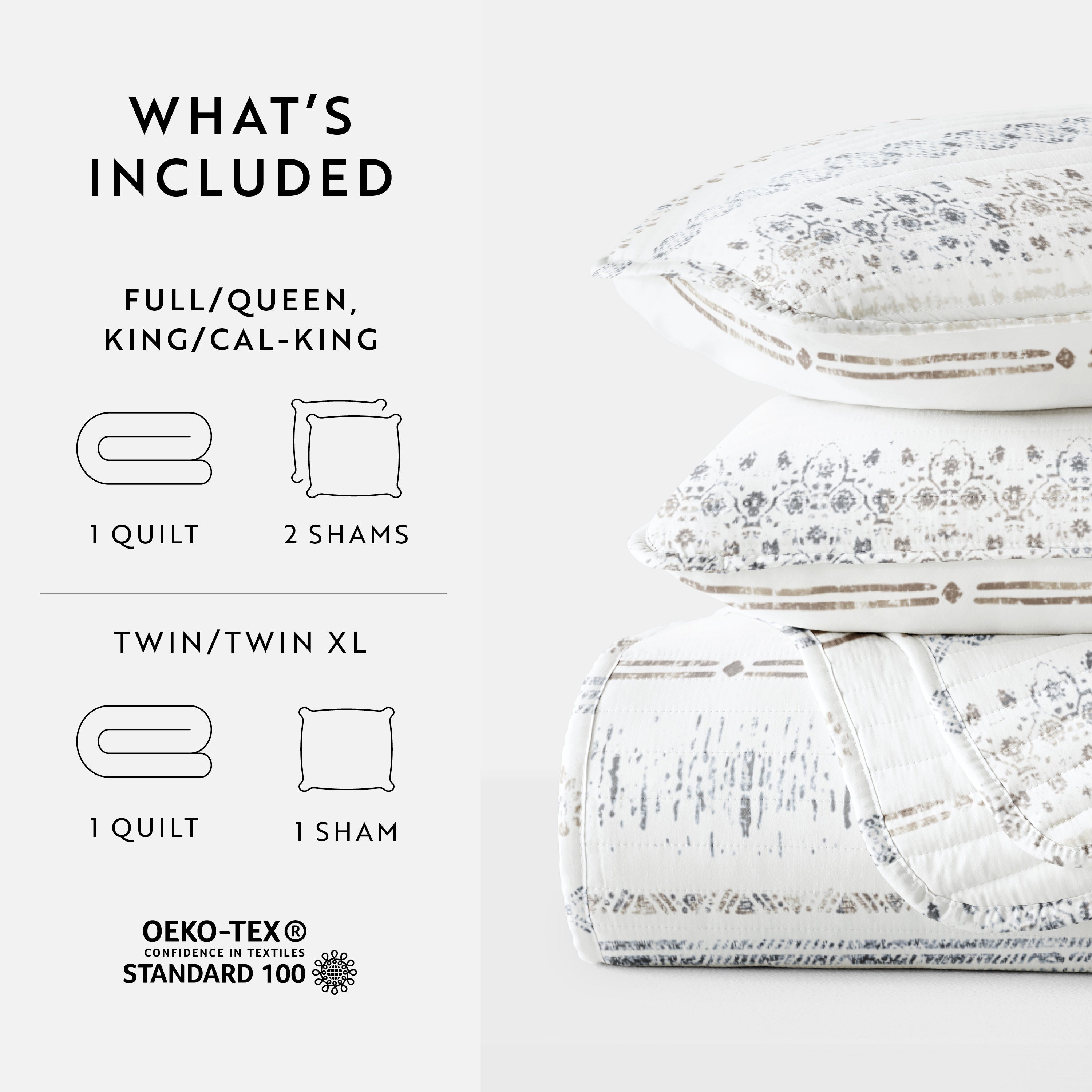 Relic Stripe Patterned Quilted Coverlet Set