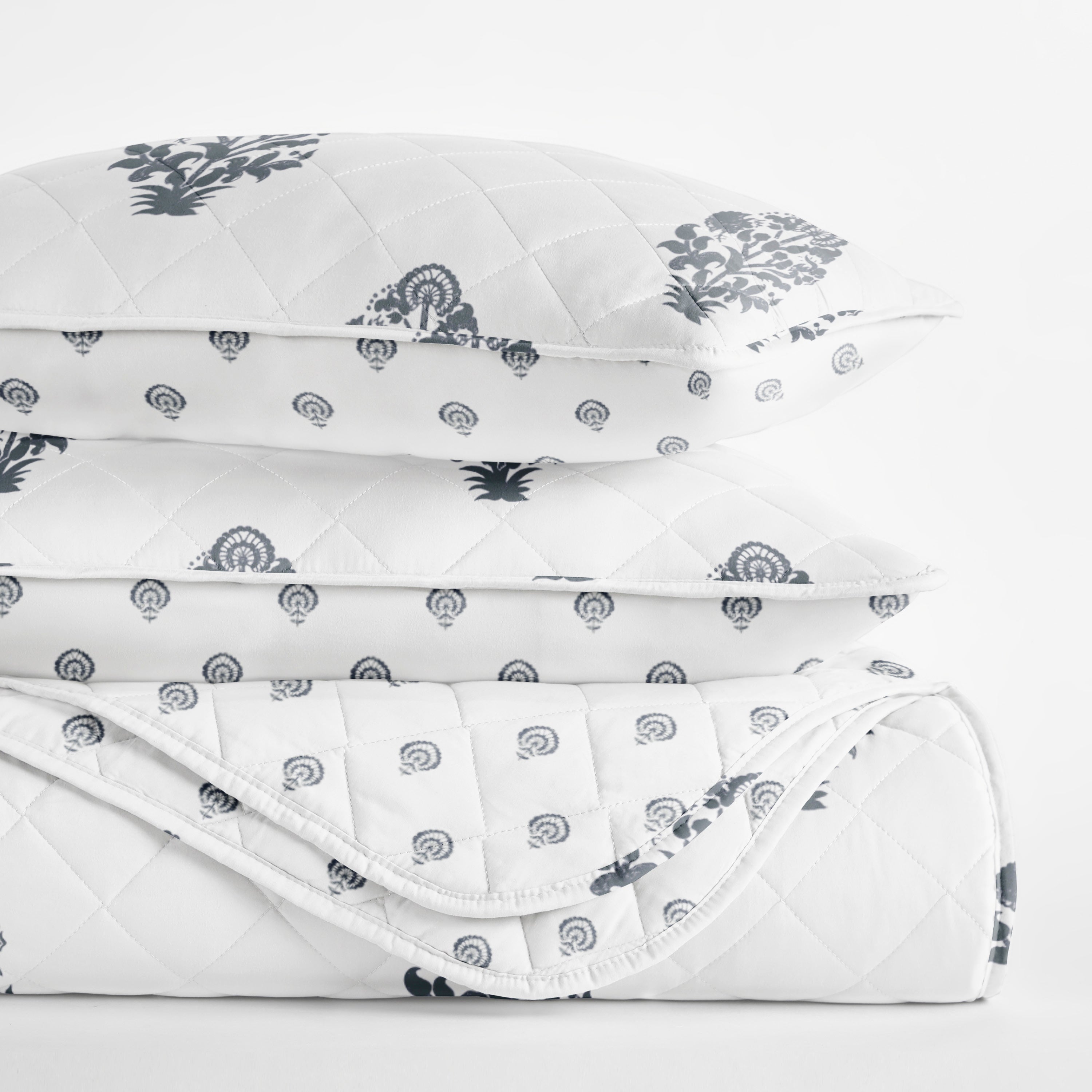 Stamped Bloom Patterned Quilted Coverlet Set