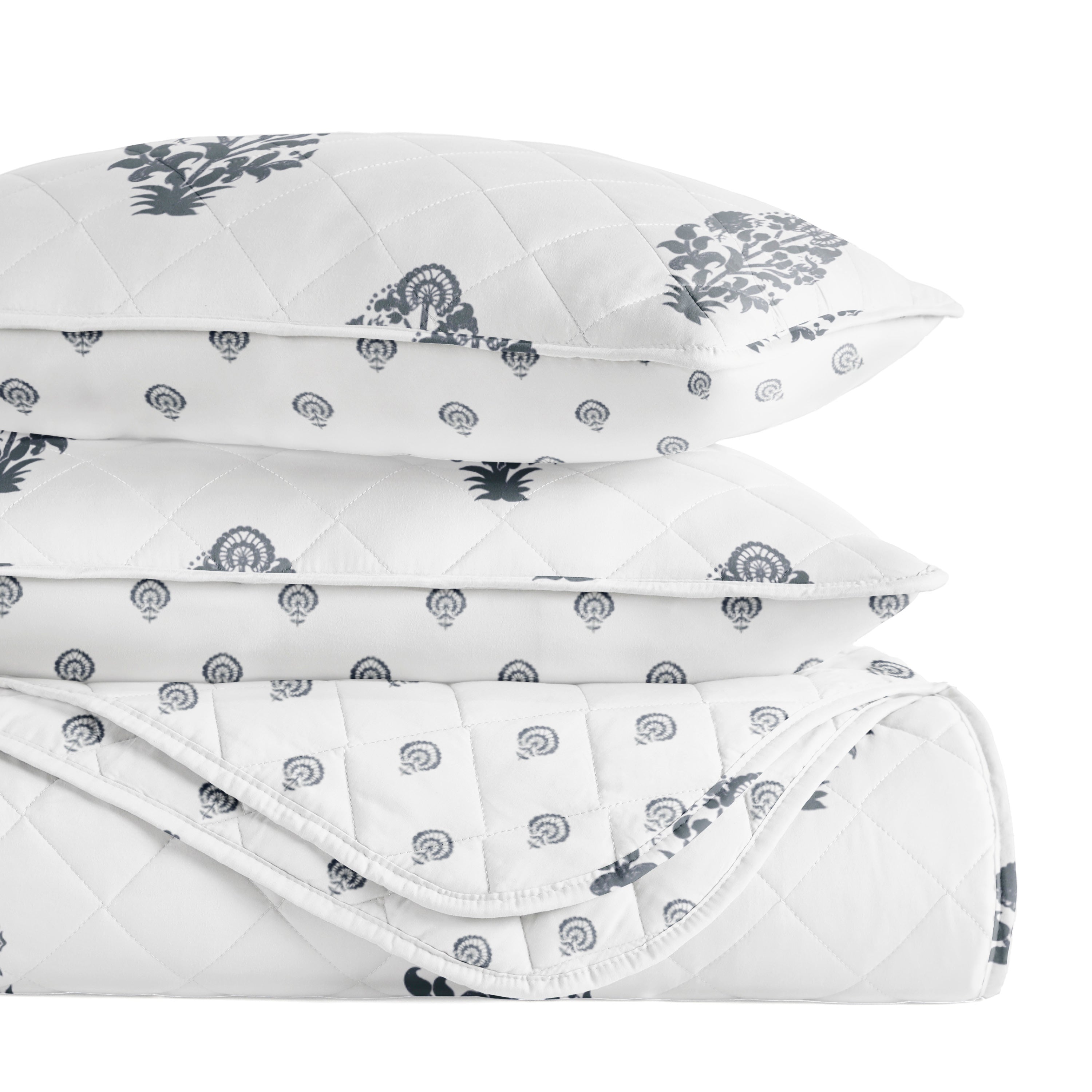 Stamped Bloom Patterned Quilted Coverlet Set
