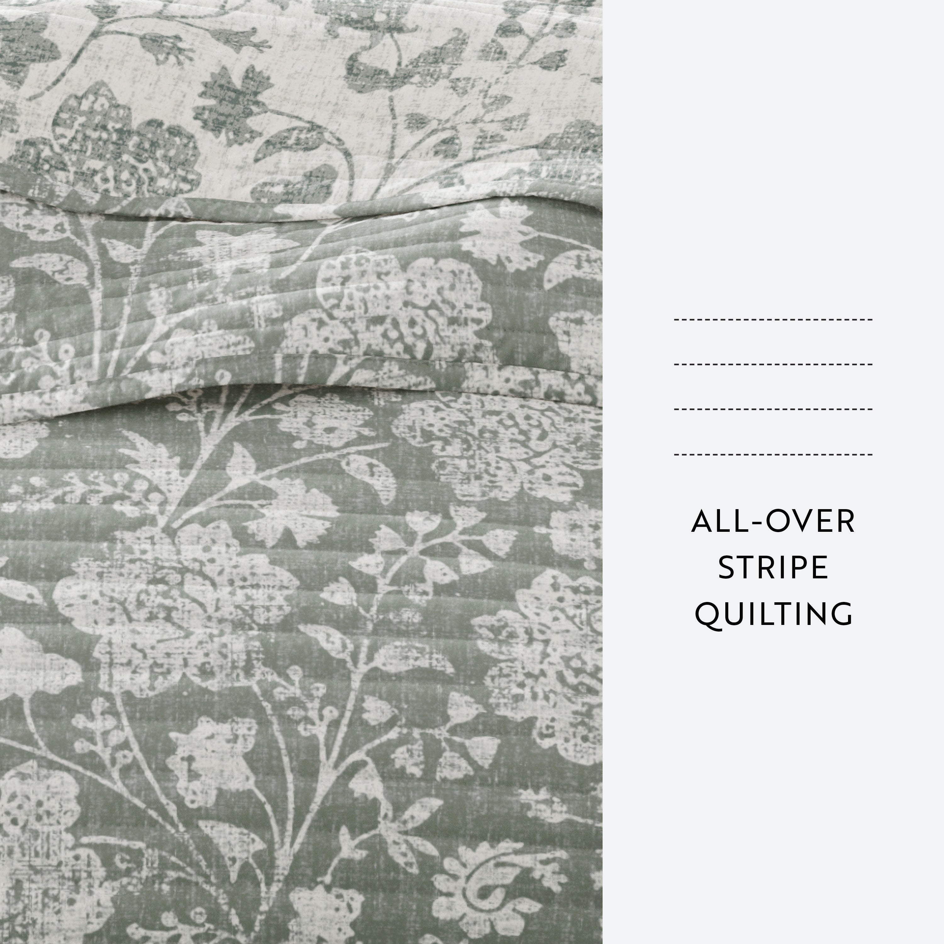 Textured Floral Patterned Quilted Coverlet Set