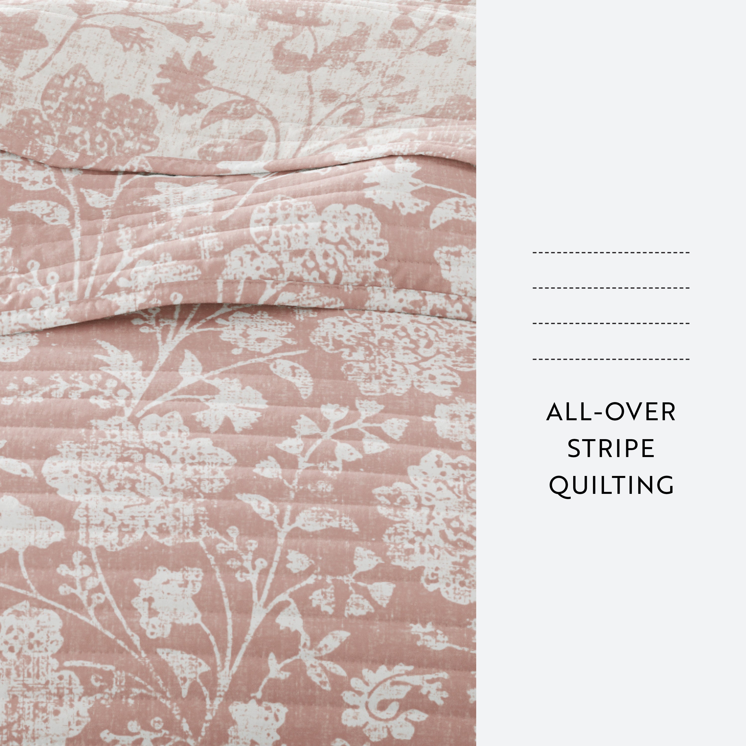 Textured Floral Patterned Quilted Coverlet Set