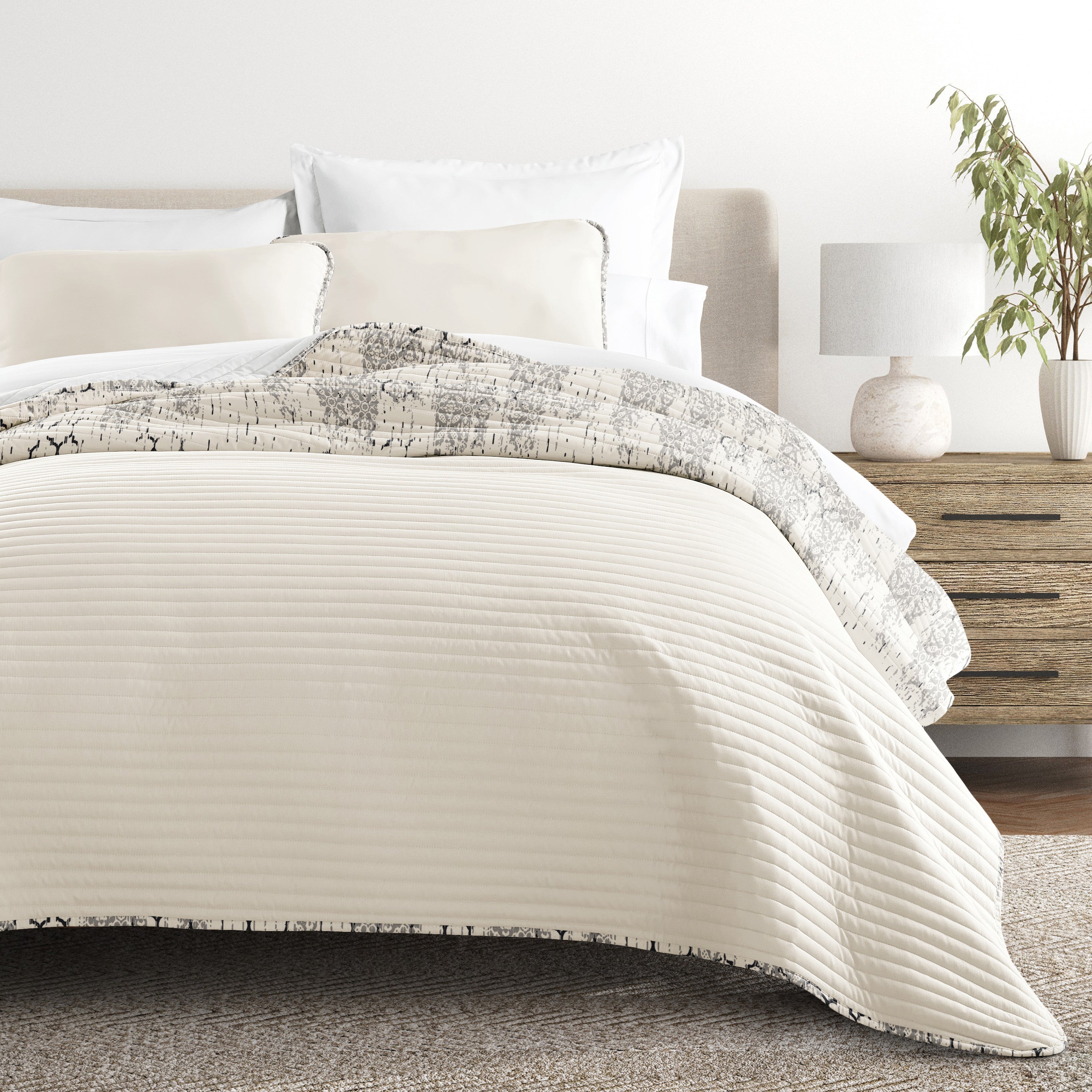 Aztec Inspired Patterned Reversible Quilted Coverlet Set