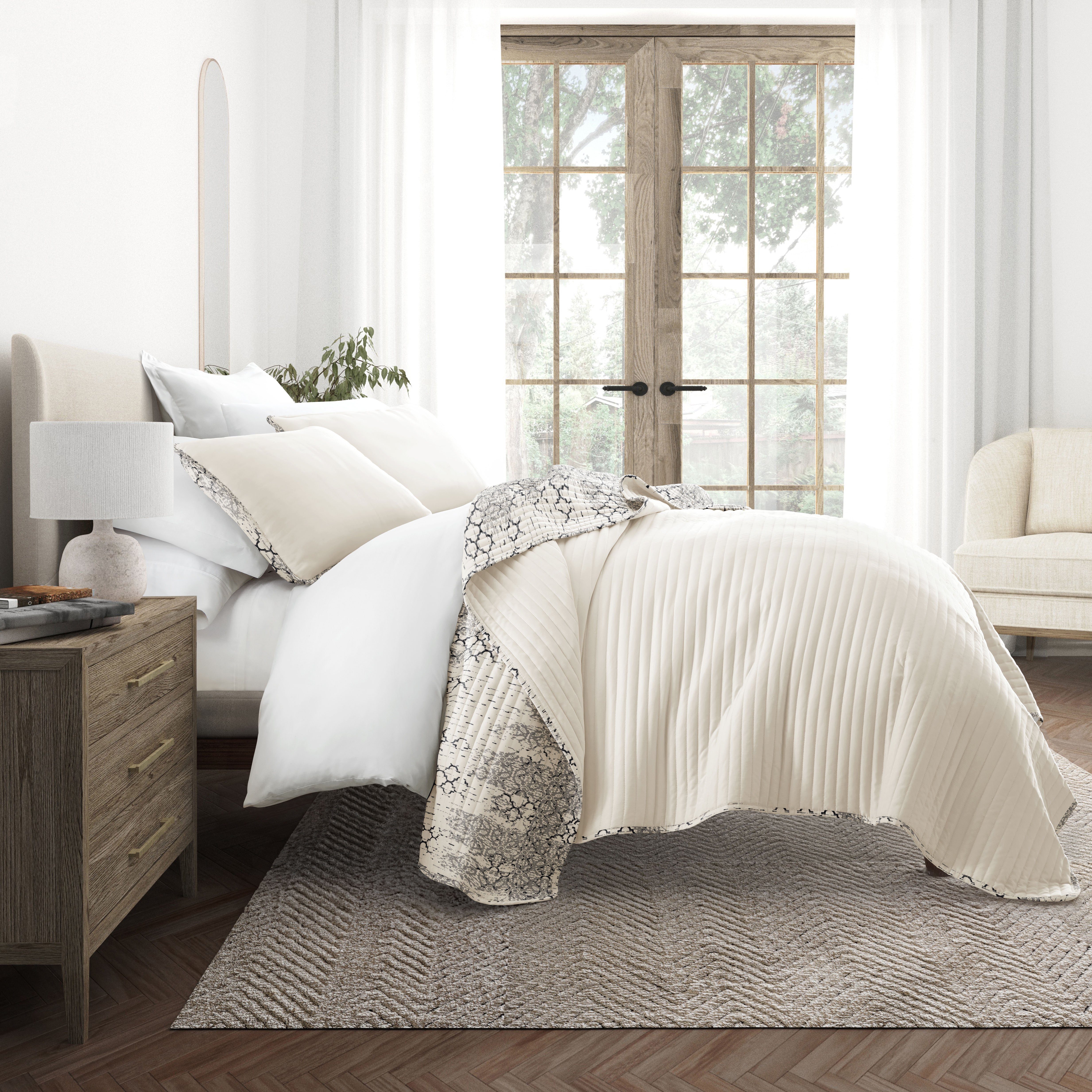 Aztec Inspired Patterned Reversible Quilted Coverlet Set