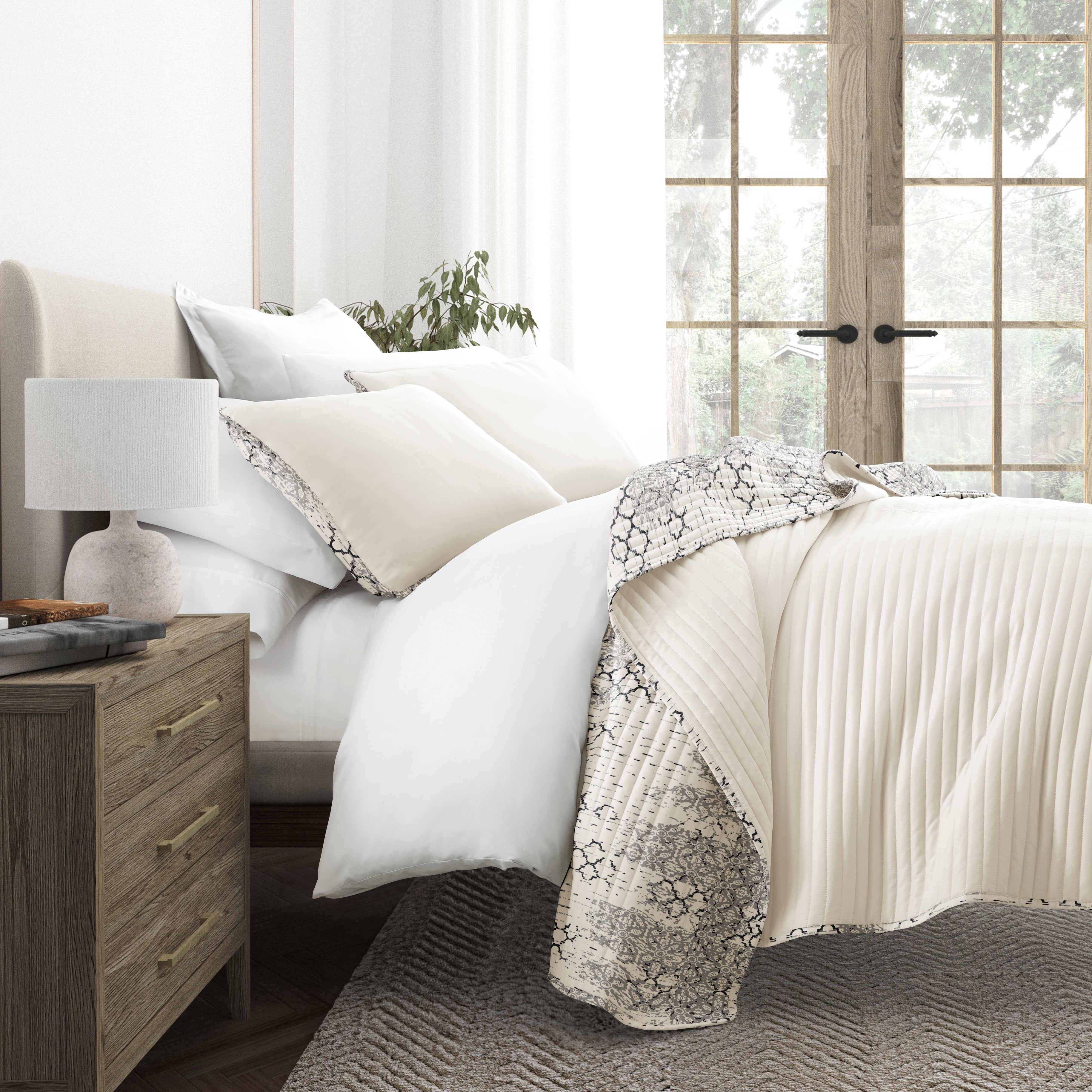 Aztec Inspired Patterned Reversible Quilted Coverlet Set