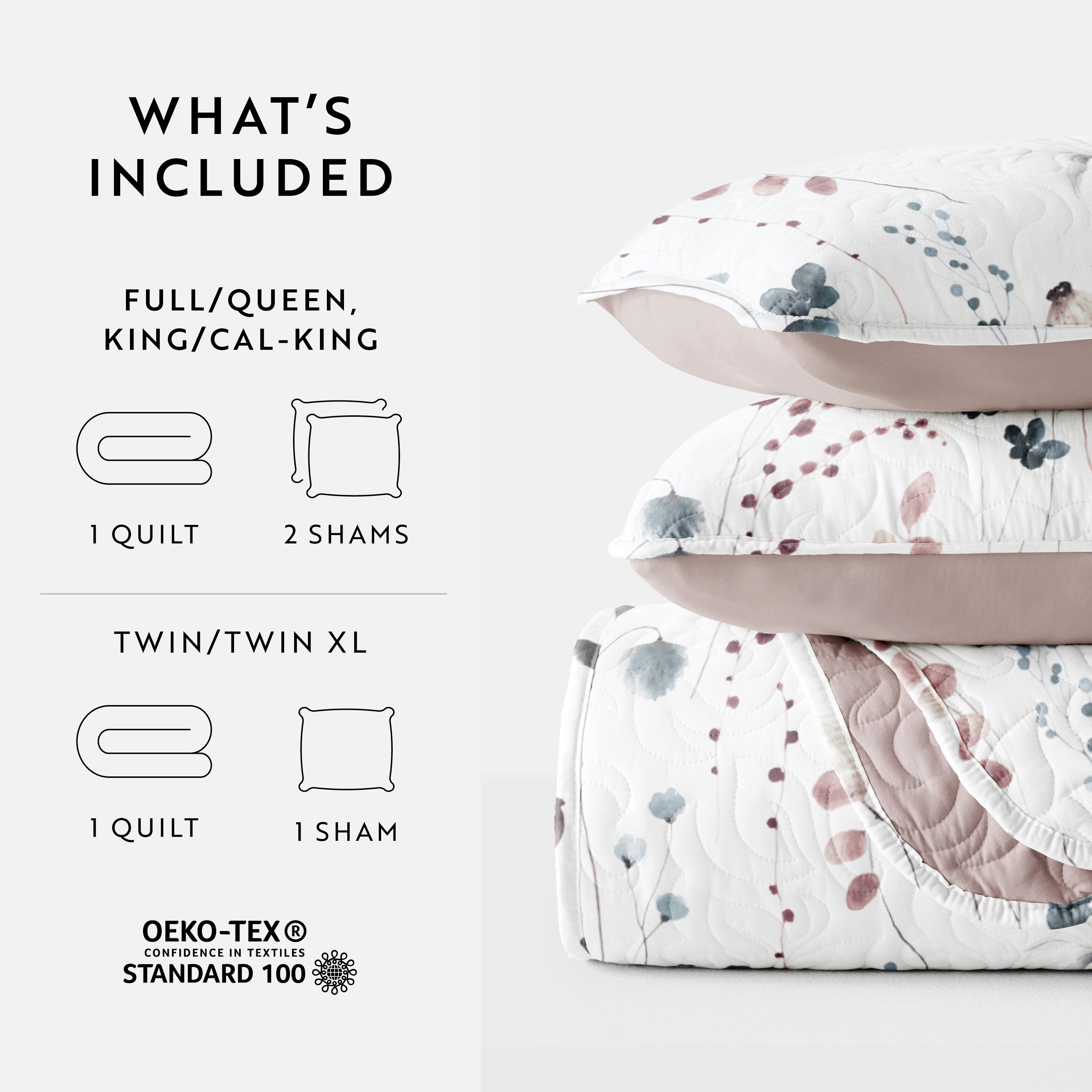 Poppy Bloom Patterned Quilted Coverlet Set