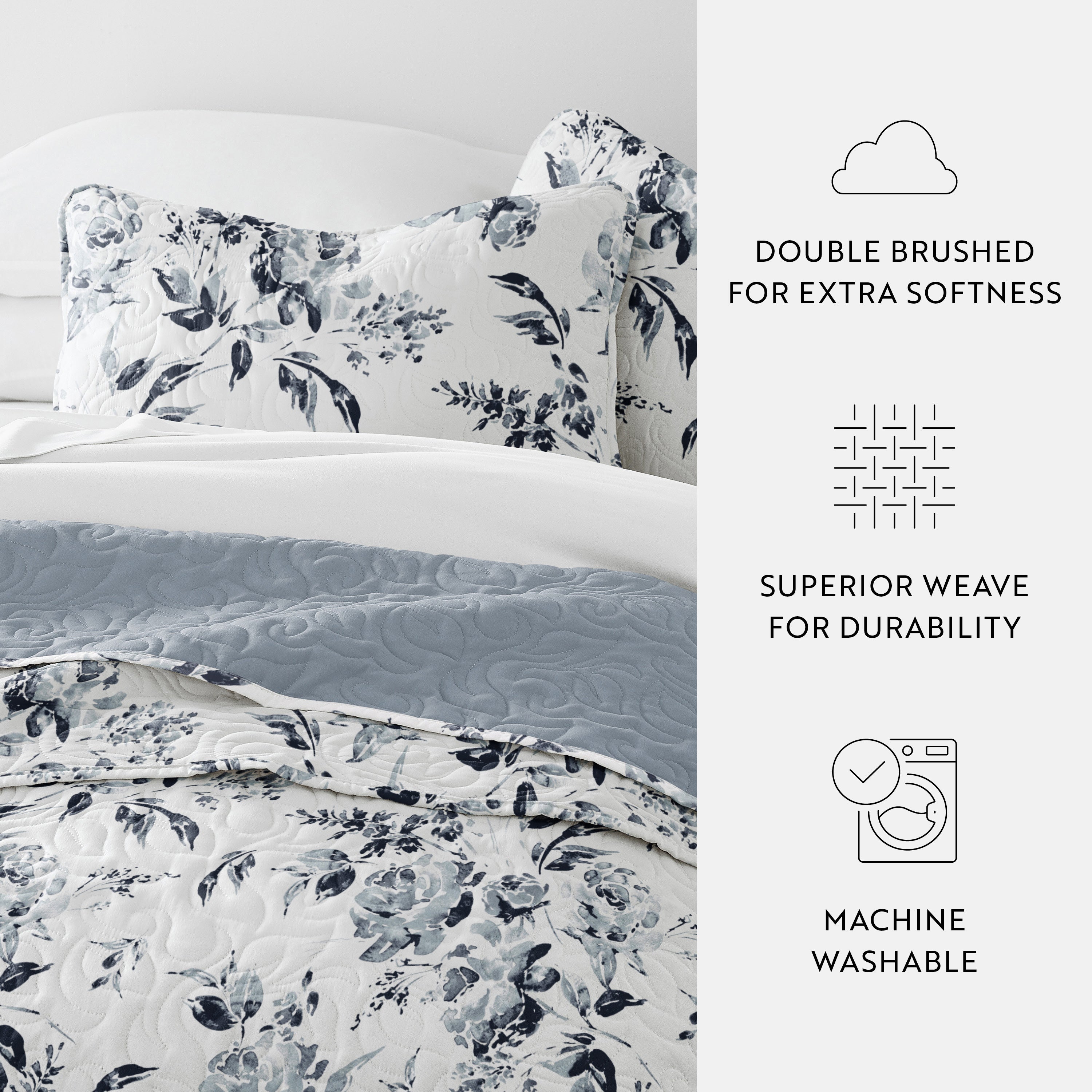 Rose Garden Patterned Quilted Coverlet Set