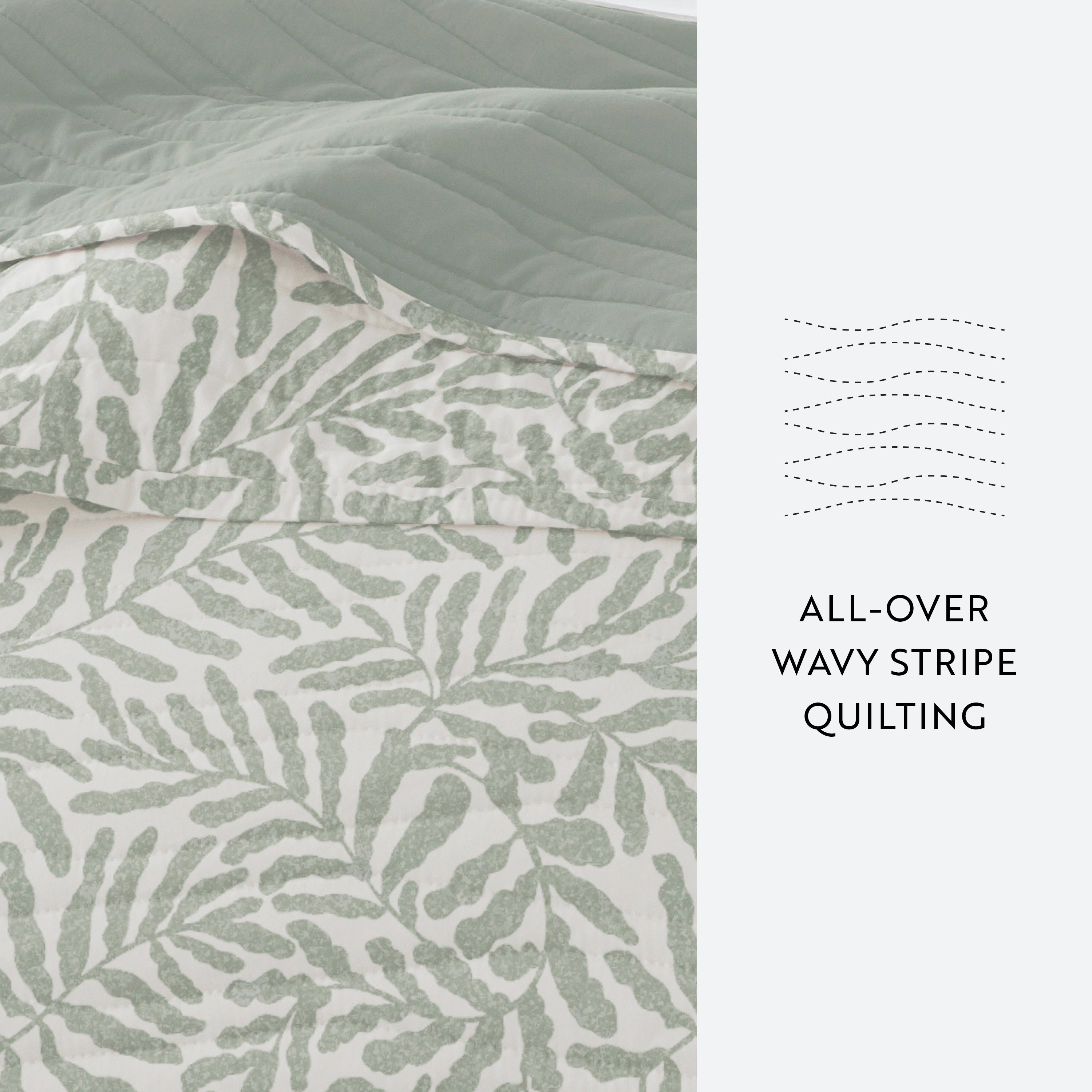 Tossed Ferns Patterned Quilted Coverlet Set