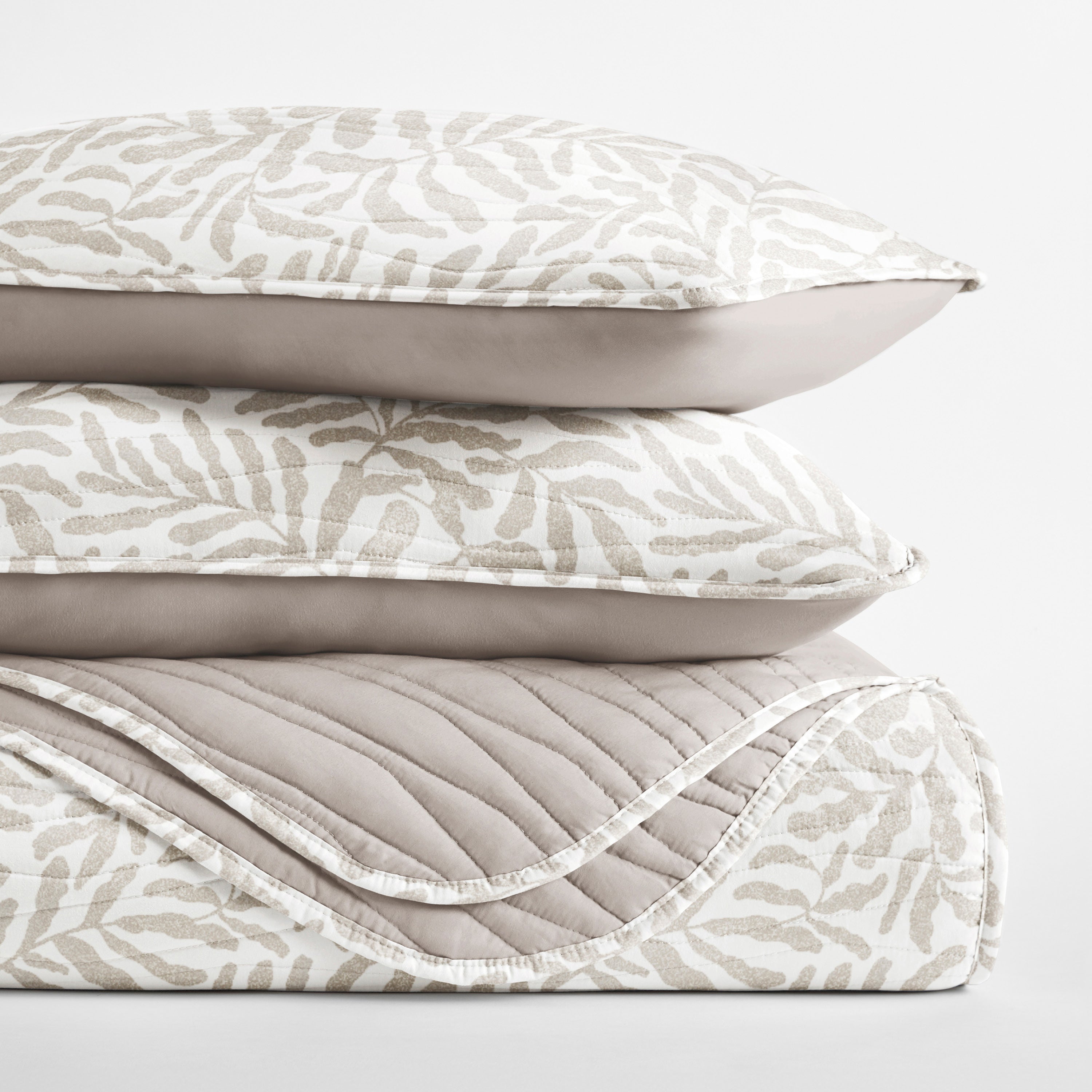 Tossed Ferns Patterned Quilted Coverlet Set