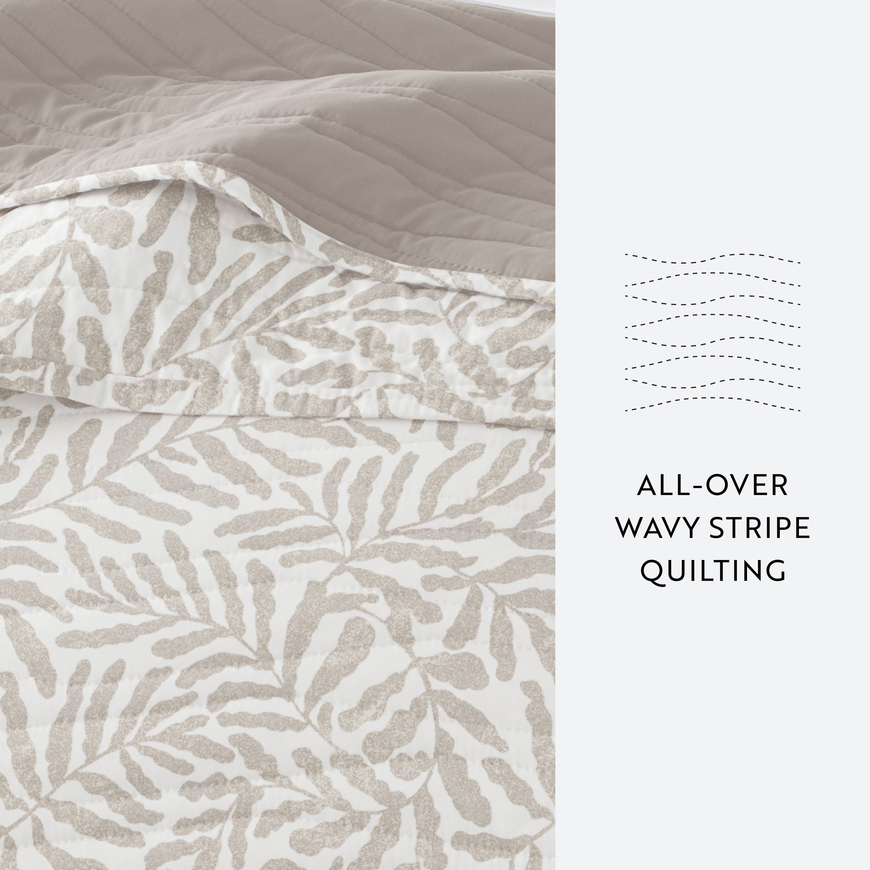 Tossed Ferns Patterned Quilted Coverlet Set