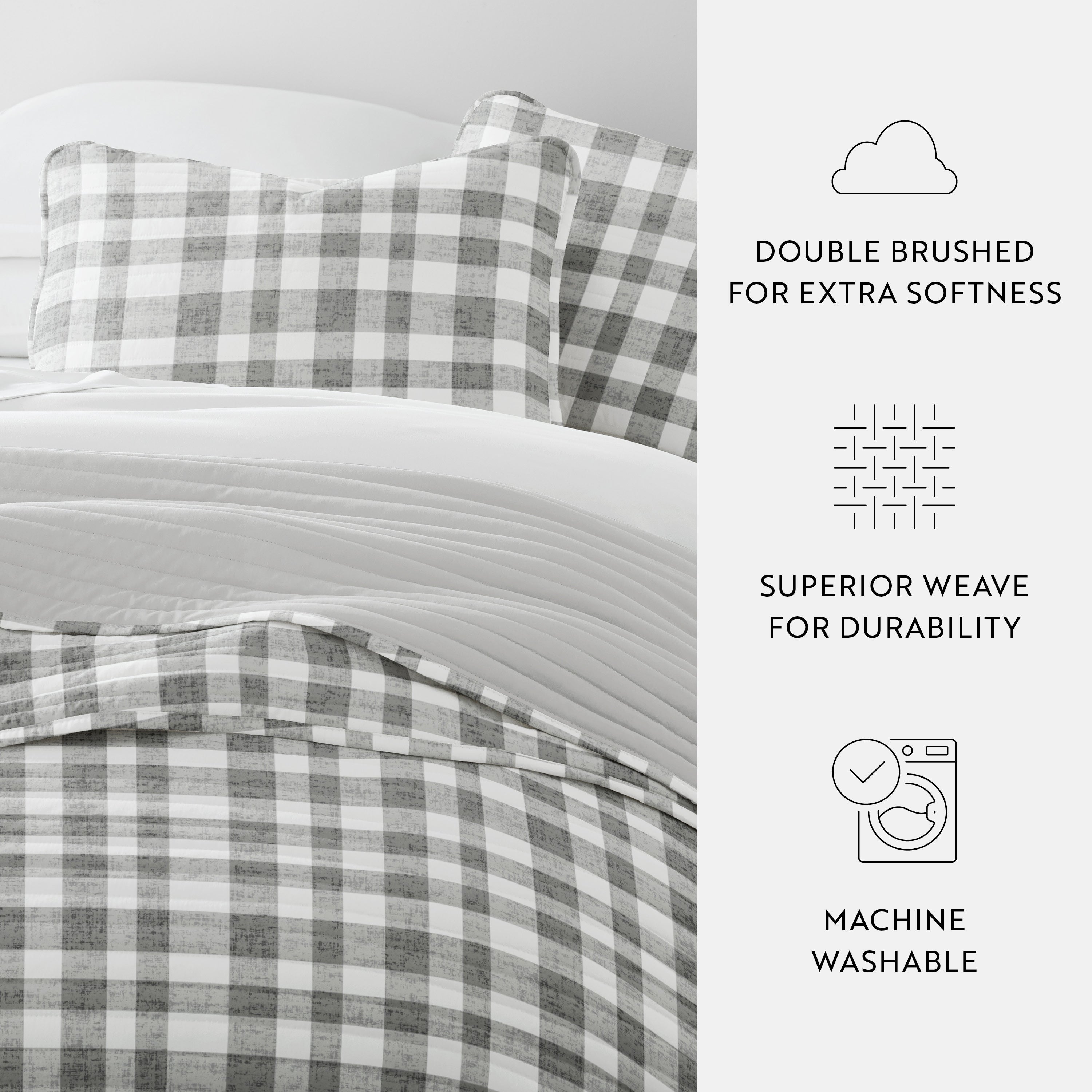 Watercolor Plaid Patterned Quilted Coverlet Set