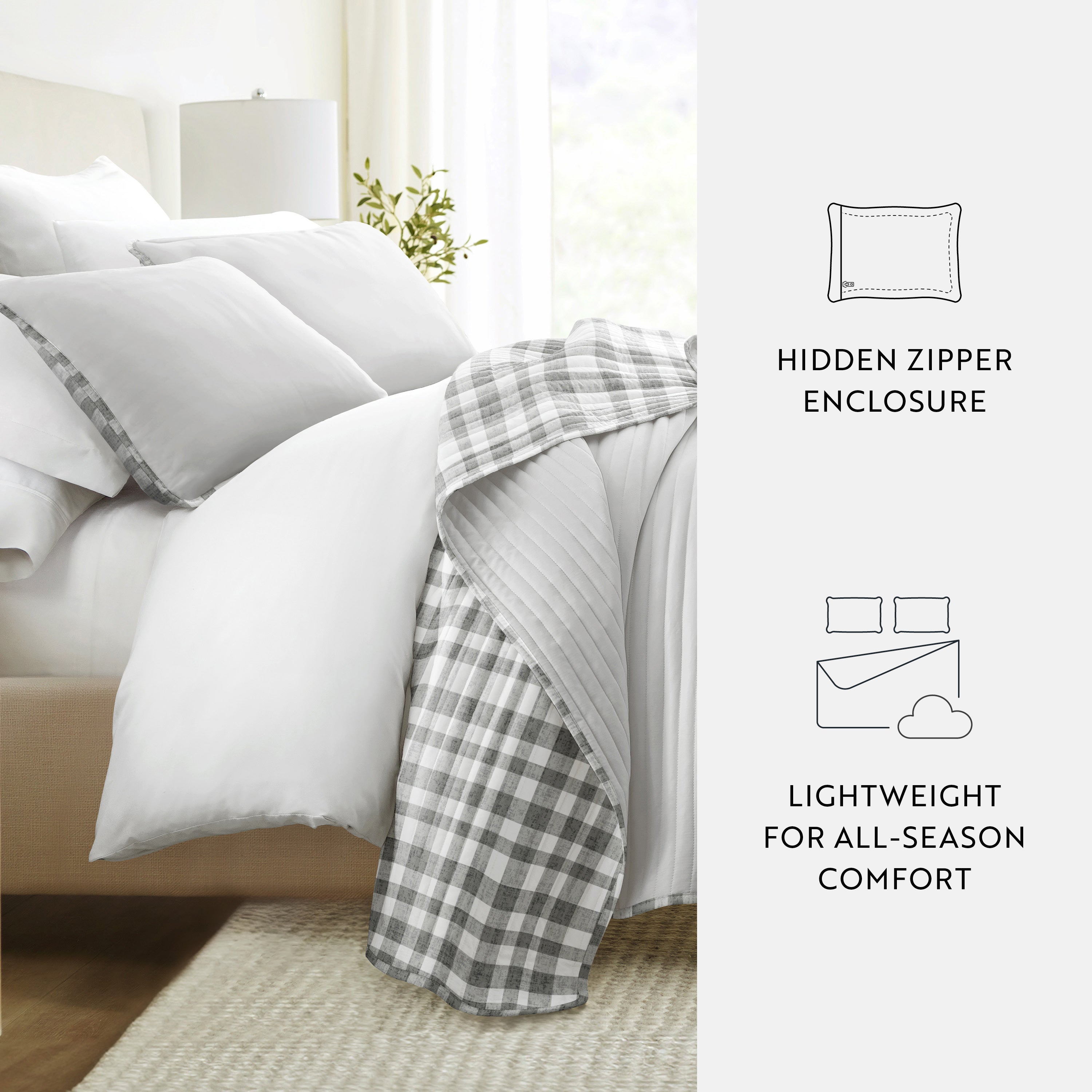 Watercolor Plaid Patterned Quilted Coverlet Set